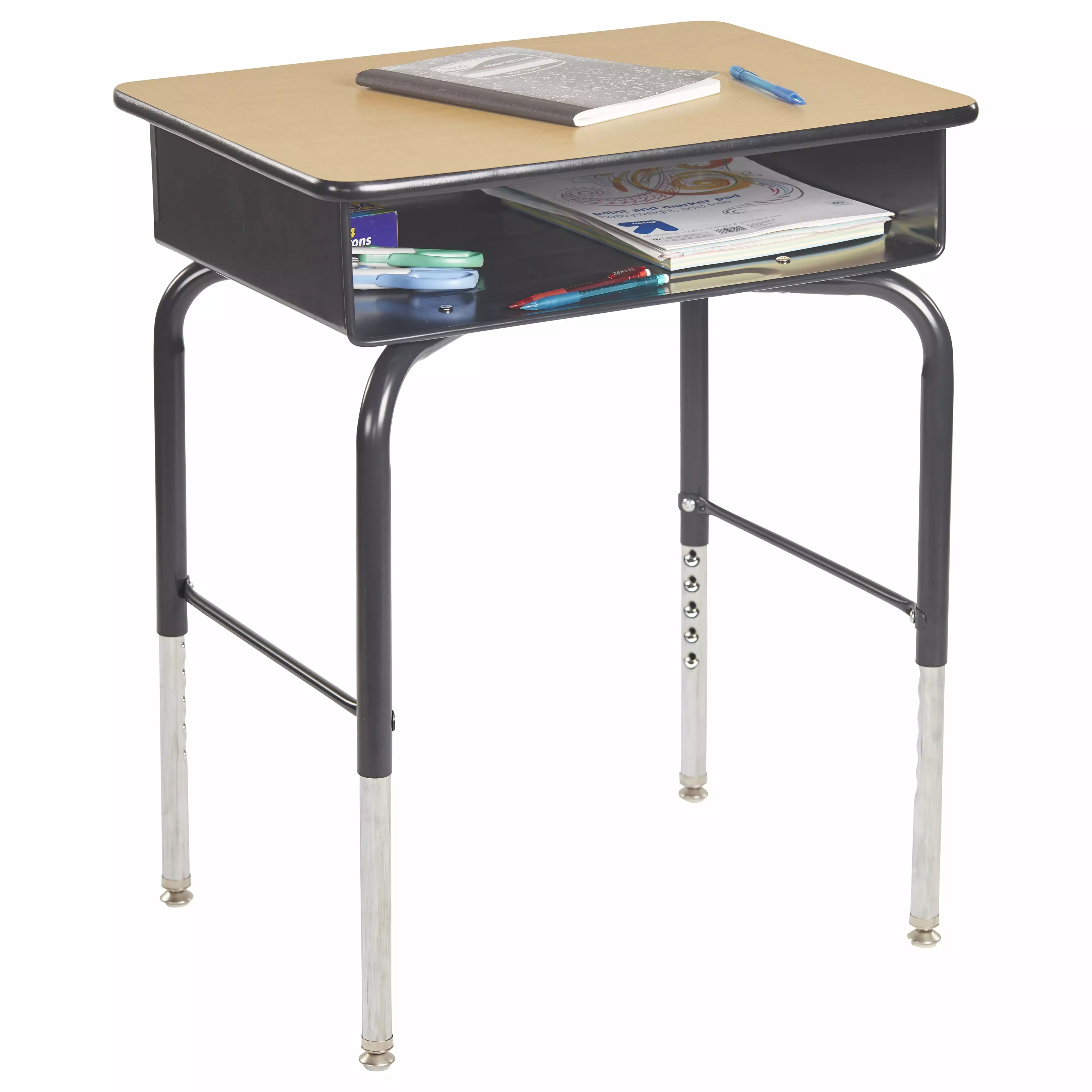 ECR4Kids Adjustable Open Front Desk Metal Storage Book Box Kids