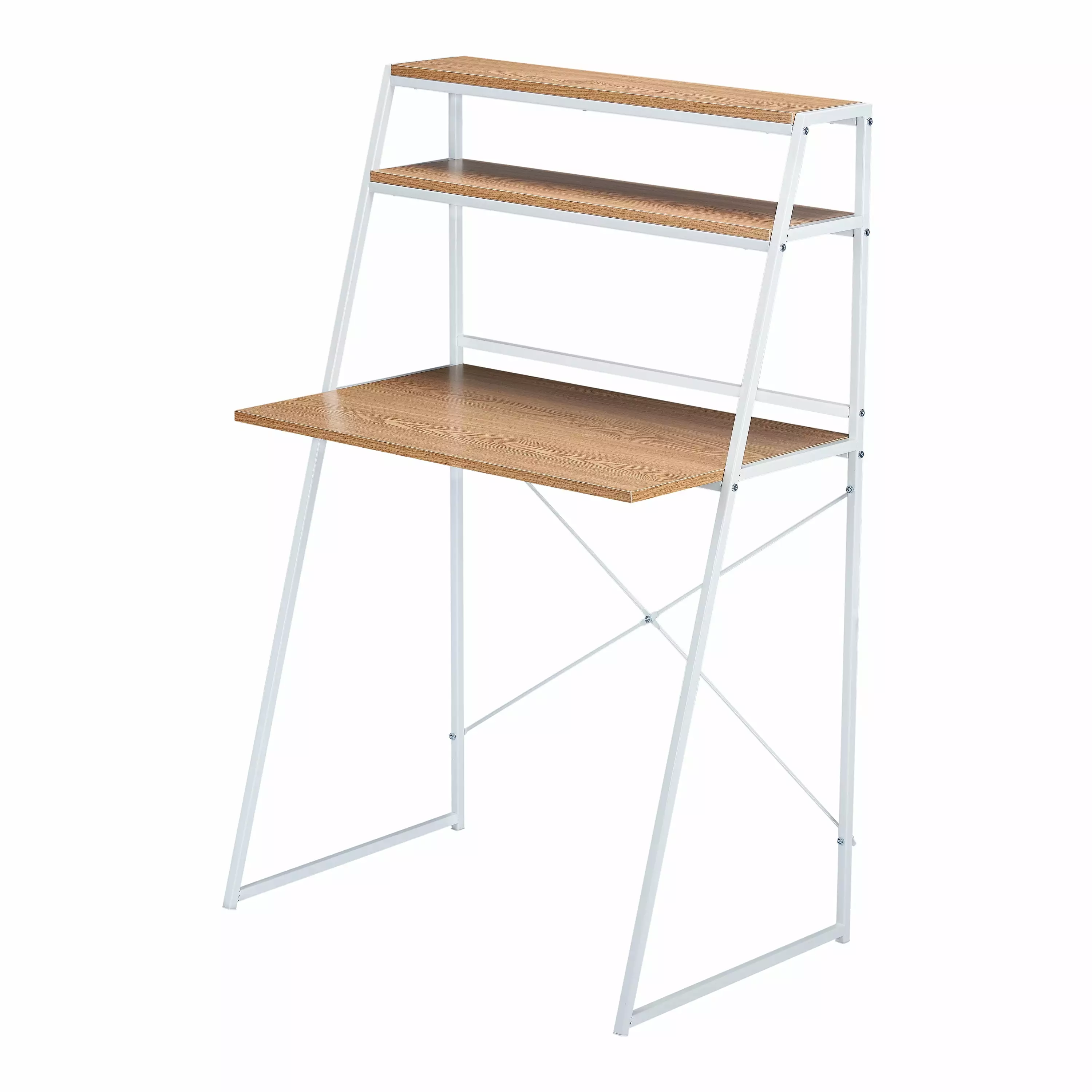 Your Zone Kids Powdercoated Metal Frame Desk Shelving Natural Wood Finish Mainstays