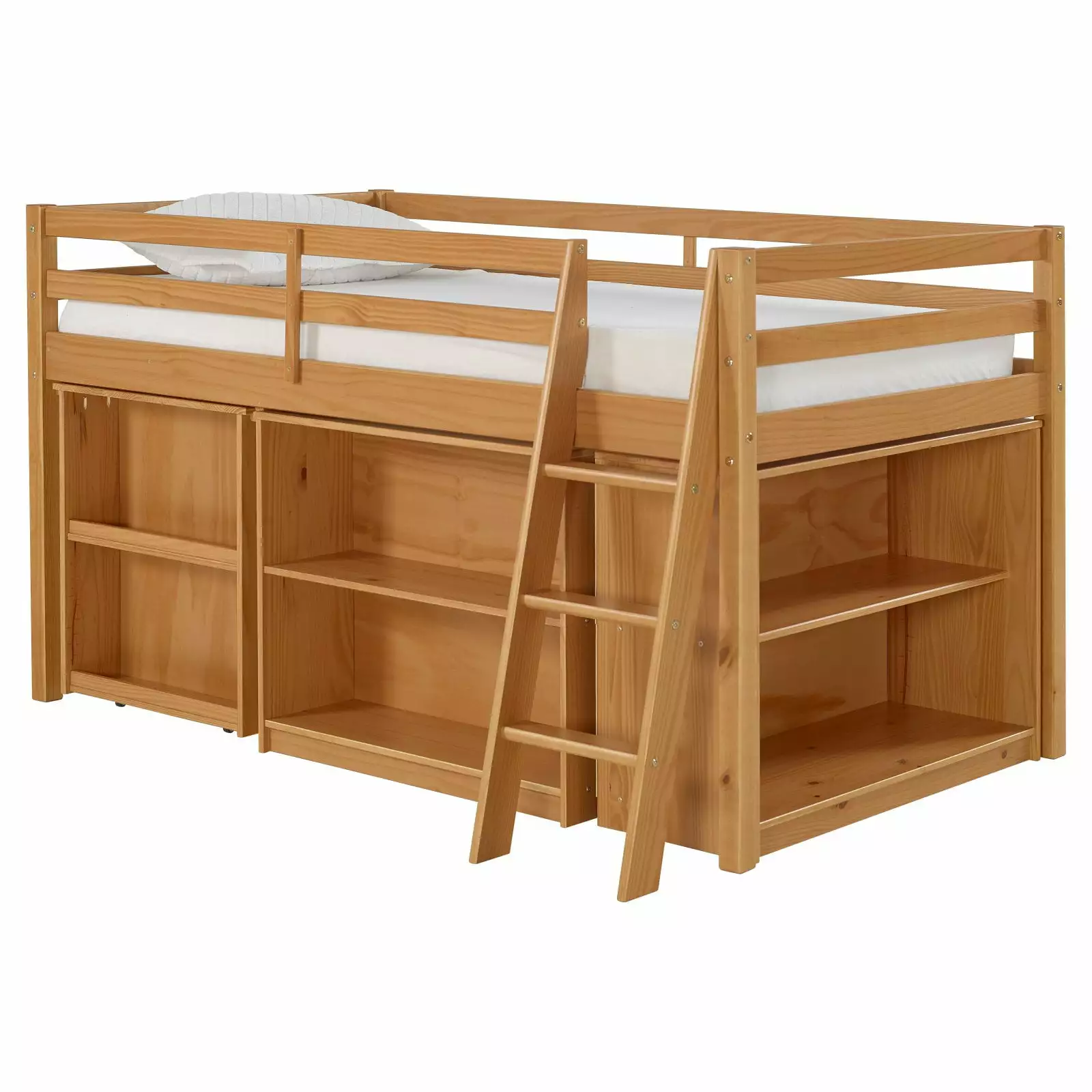 Alaterre Roxy Junior Loft Bed Storage Drawers Bookshelf Desk Cinnamon Kids Study Bed