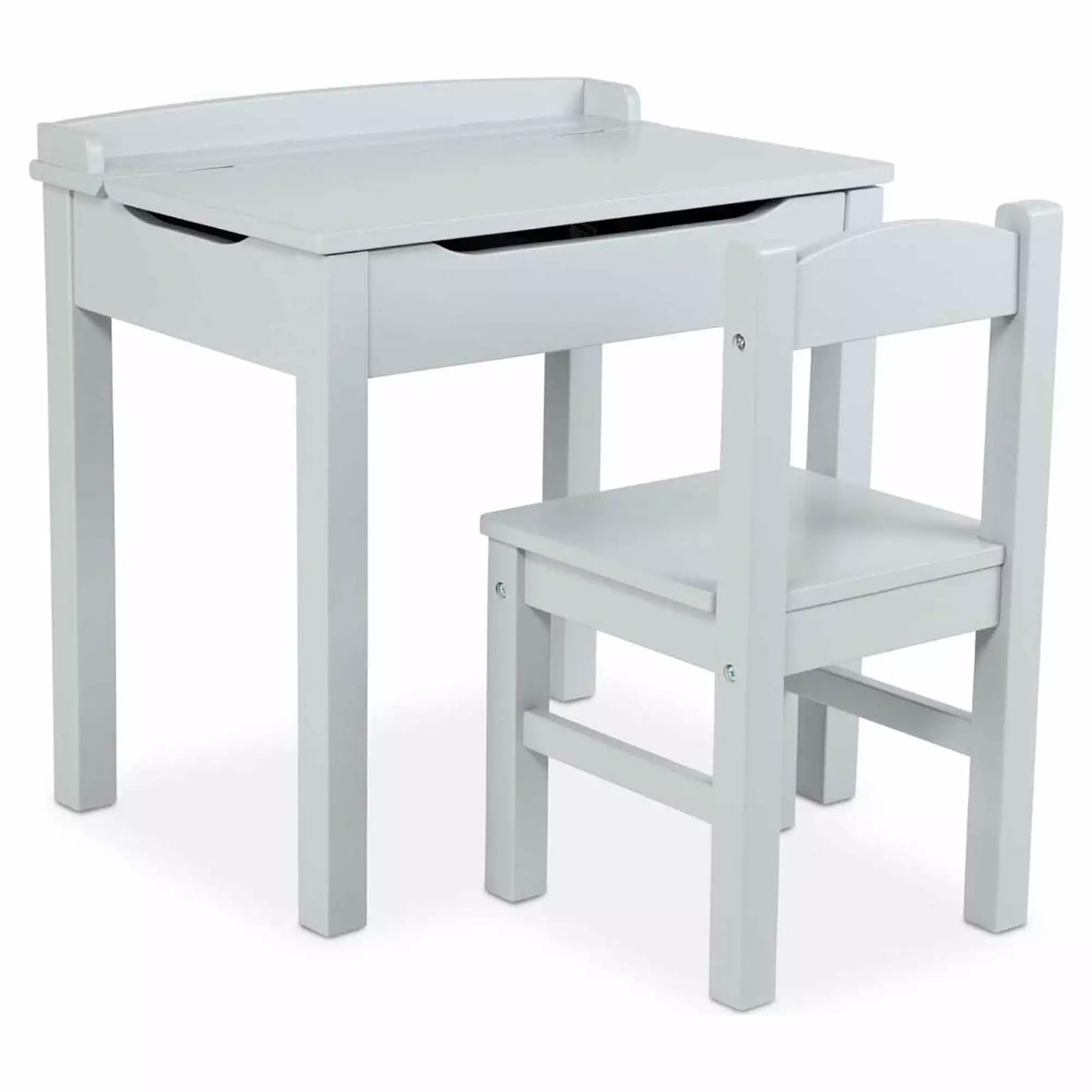 Melissa & Doug Wooden Lift-Top Kids Desk & Chair Set Gray Children's Study Table