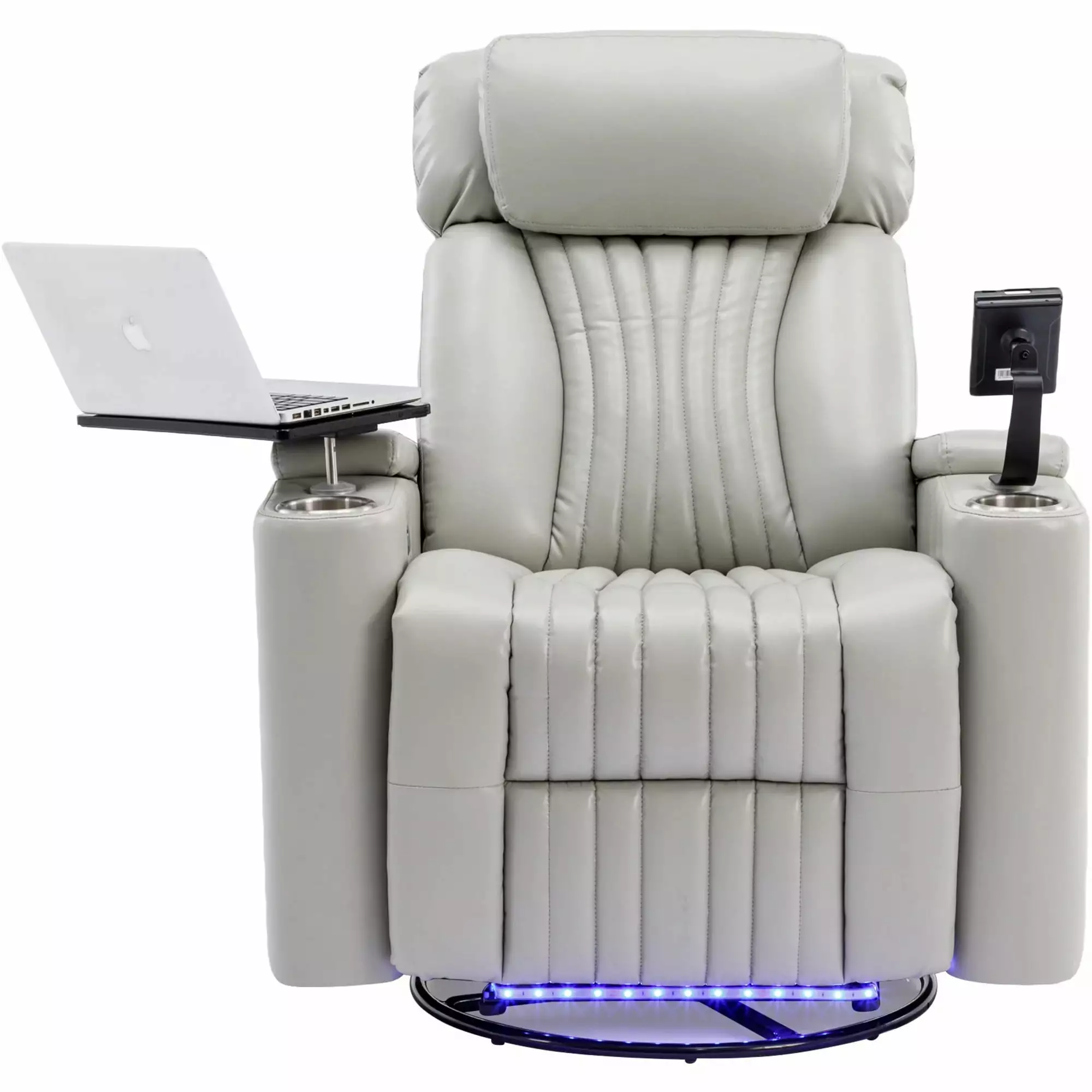 270° Power Swivel Recliner LED Light Cup Holder 360° Swivel Tray Table