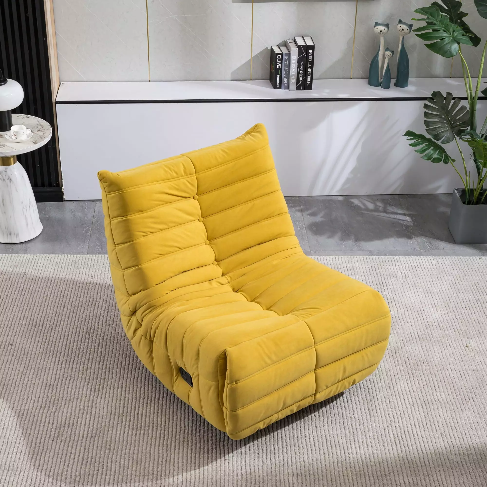 Swivel and Rocking Velvet Recliner Adjustable Footrest and Side Pocket ANTFURN