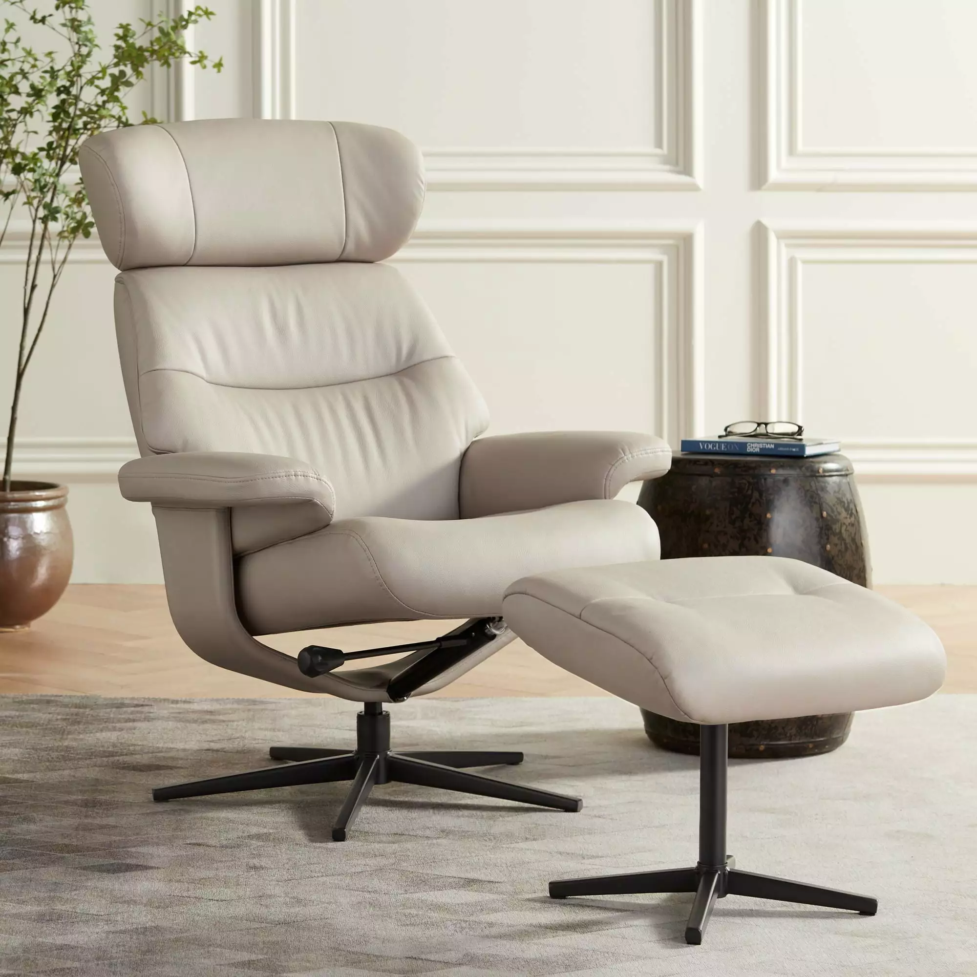 BenchMaster Malibu Faux Leather Swivel Recliner Ottoman