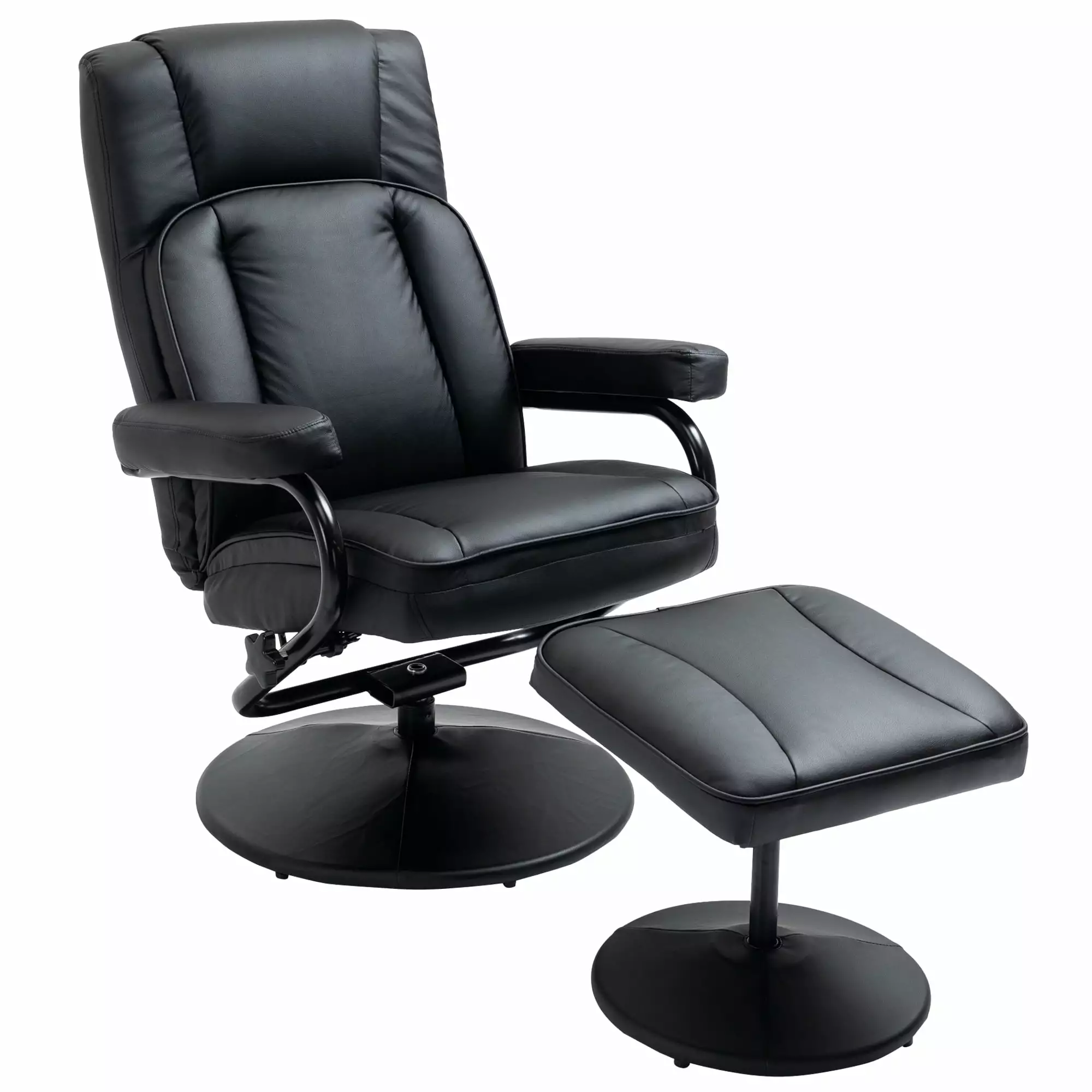 CoSoTower Swivel Recliner Manual PU Leather Armchair Ottoman Footrest Living Room