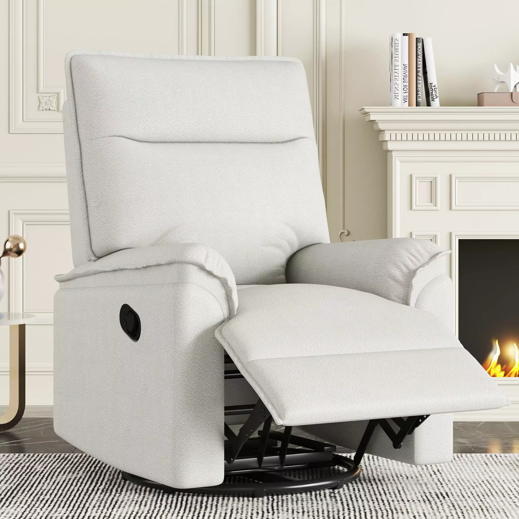 DeeHome 360 Degree Swivel Upholstered Manual Recliner Chair Living Room Beige