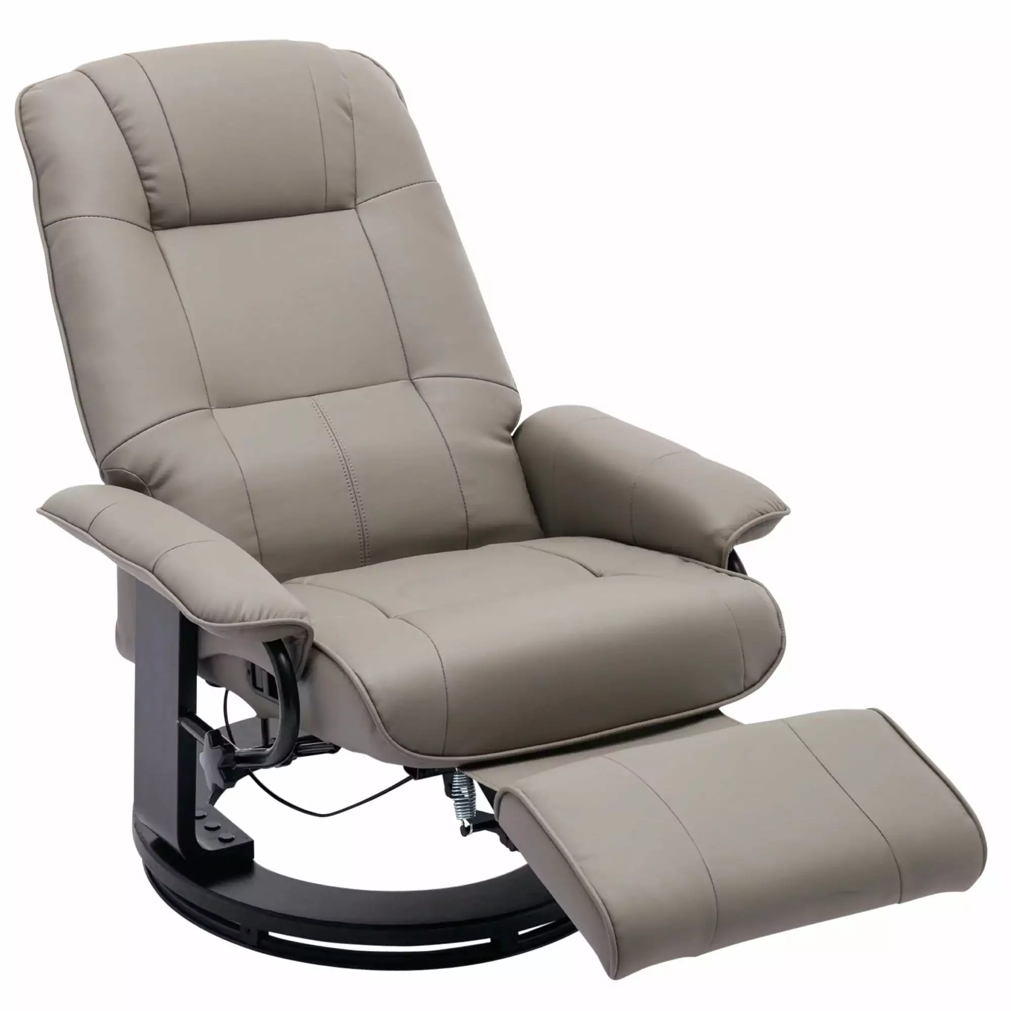Faux Leather Manual Recliner Chair 360 Degree Swivel and Footrest - Grey