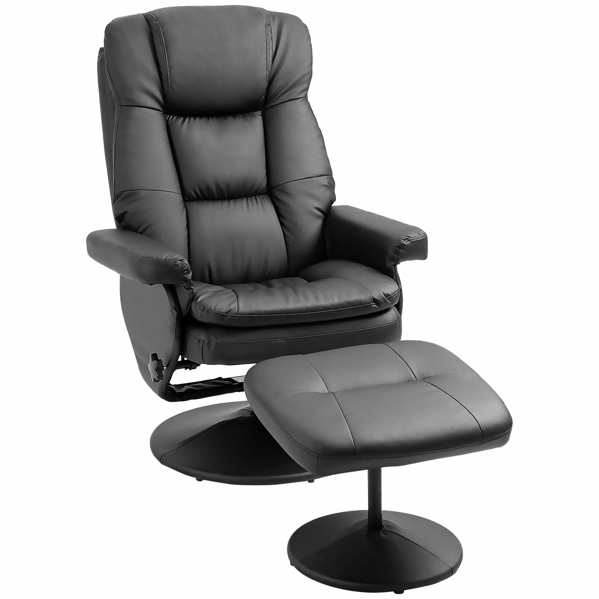 Morgan 360 Degree Swivel Recliner Chair Ottoman Black Go Green Woods