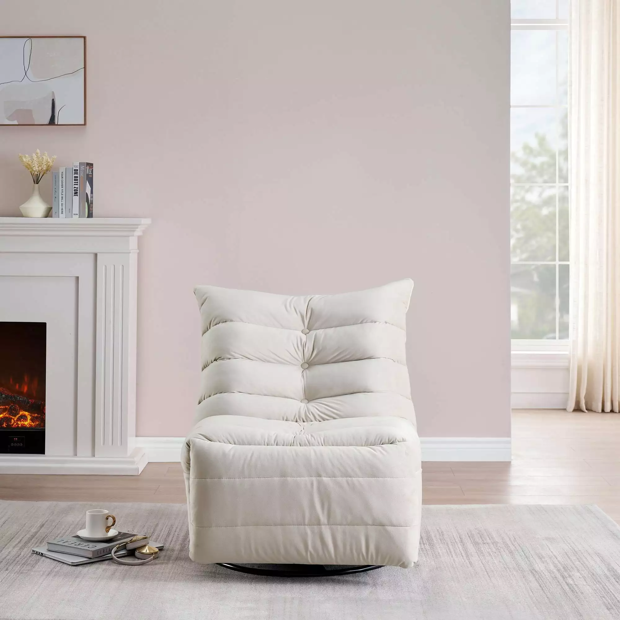 Seraphina Rotatable Recliner Chair Beige - 360° Swivel Comfortable Lounge Chair Living Room Go Green Woods