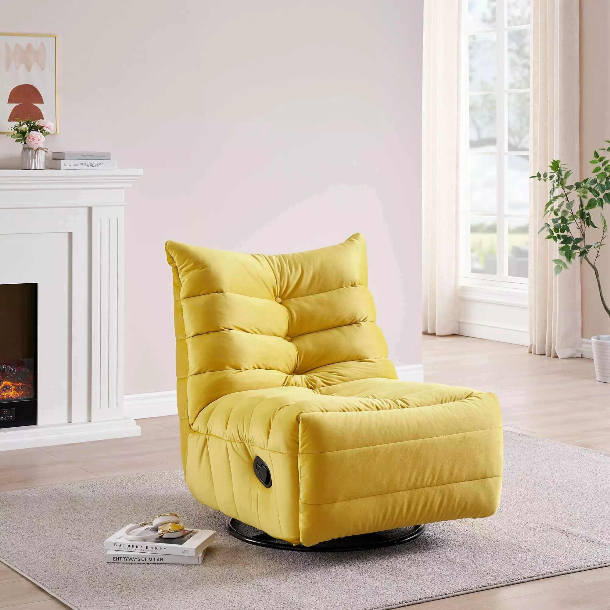 Seraphina Rotatable Recliner Chair Yellow Modern Living Room Furniture Go Green Woods