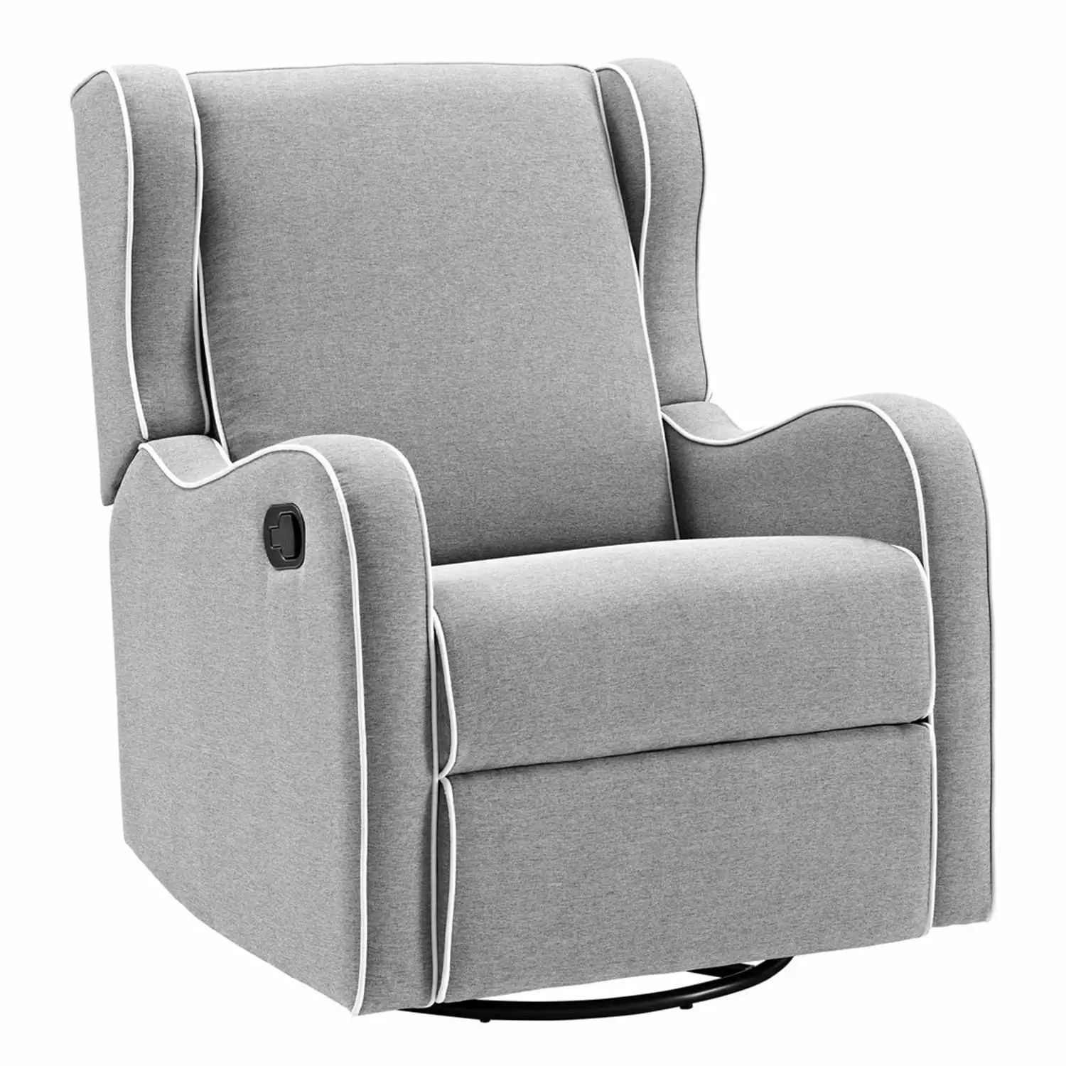HomeStock Gray Linen Upholstered Swivel Gliding Recliner - Comfortable Lounge Chair