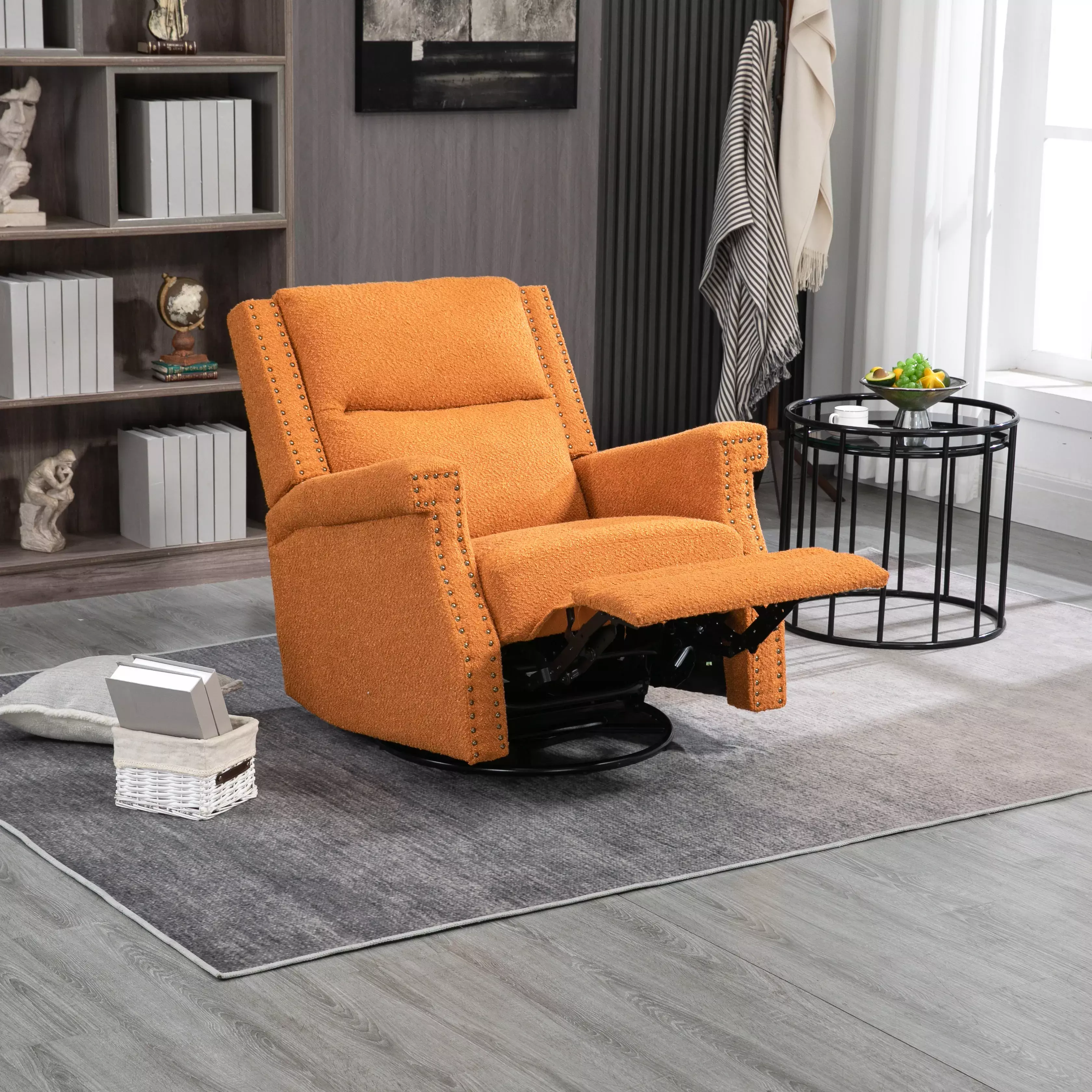 Swivel Recliner Chair 360 Degree Swivel Leisure Arm Chair Manual Reclining Leadbon