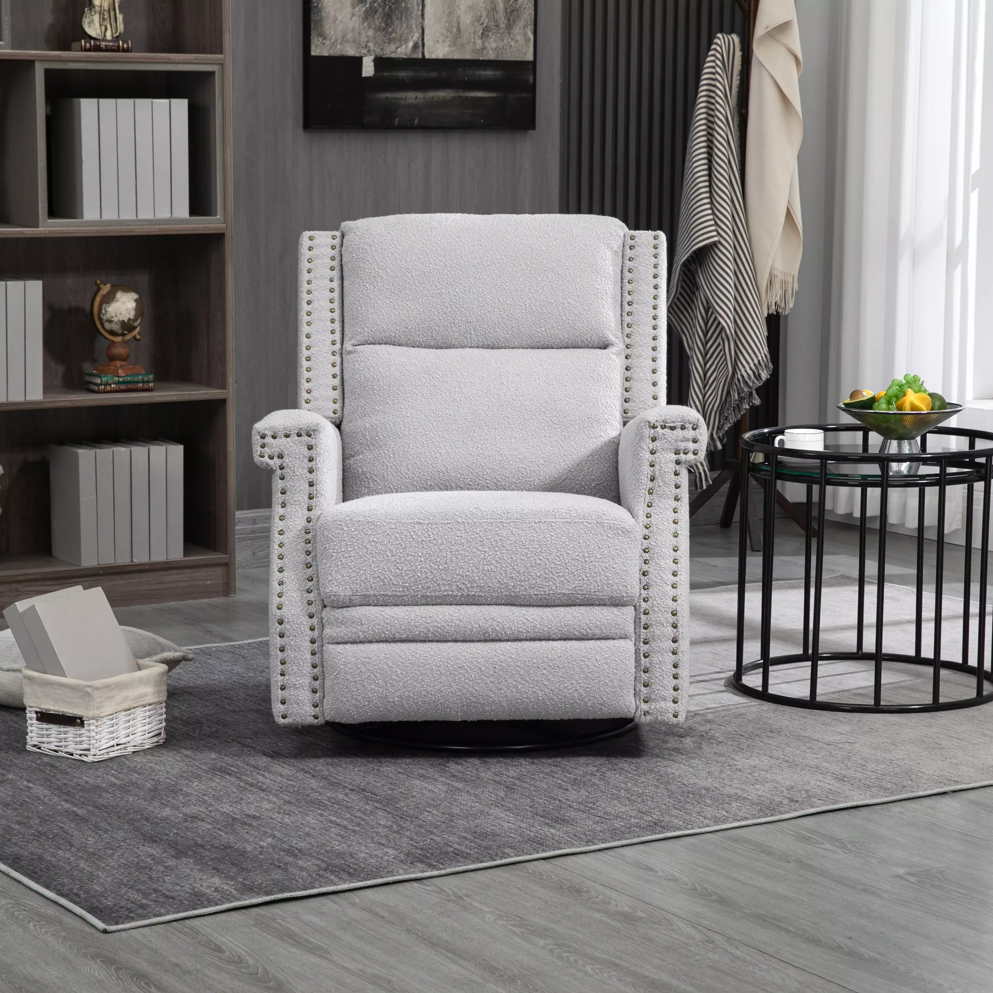 Swivel Recliner Chair 360 Degree Swivel Leisure Arm Chair Manual Reclining Leadbon