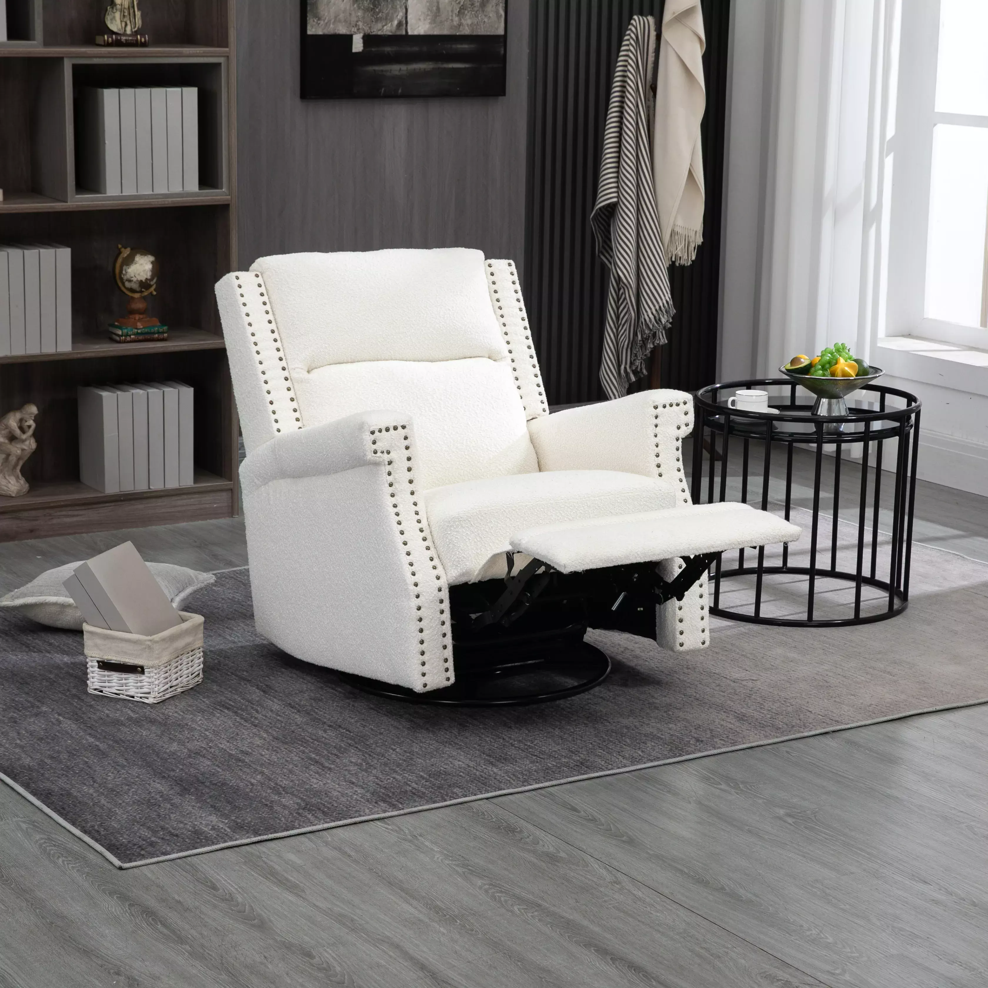 Swivel Recliner Chair 360 Degree Swivel Leisure Arm Chair Manual Reclining Leadbon