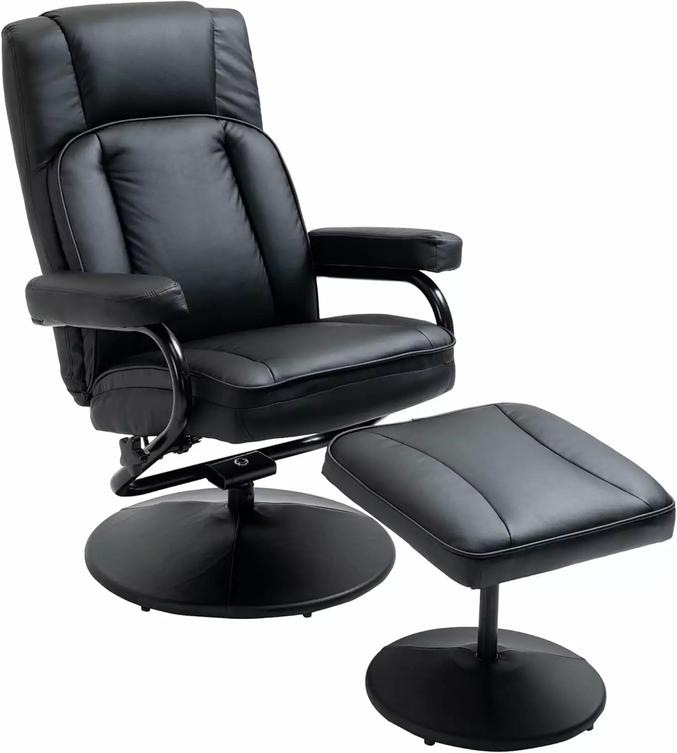 Swivel Recliner Manual PU Leather Armchair Ottoman Footrest Living Room Office Bedroom LIUNU