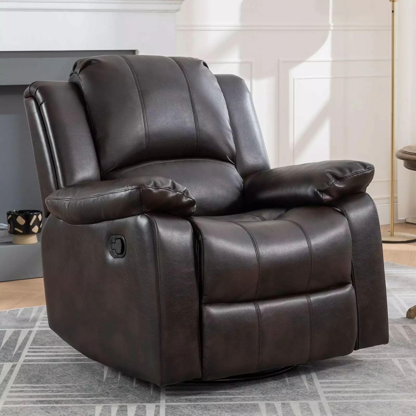 Miekor Furniture Swivel and Glider Recliner Chair Brown W5U638 Modern Living Room Recliner