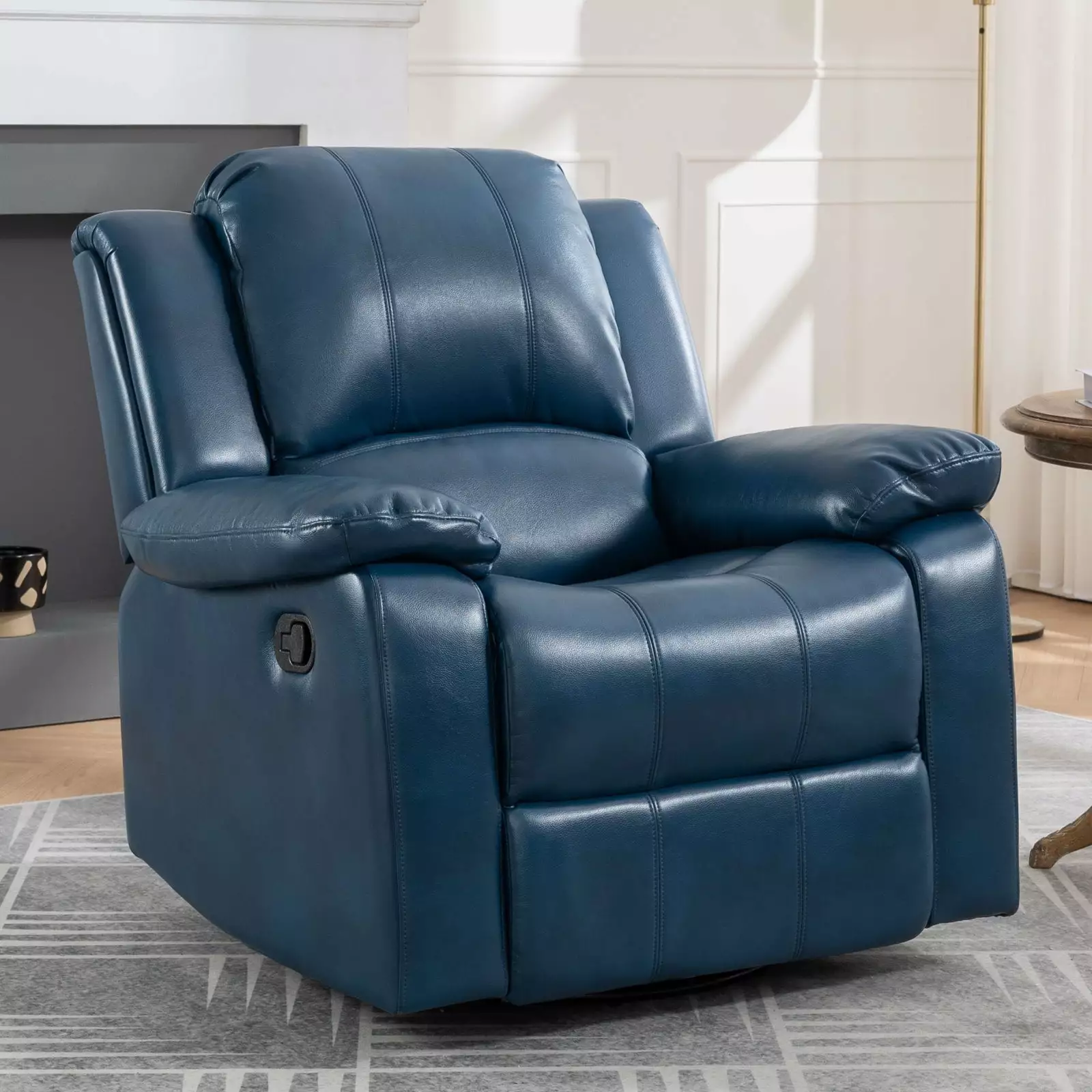 Miekor Furniture Swivel and Glider Recliner Chair Navy Blue - Comfortable Living Room Seating
