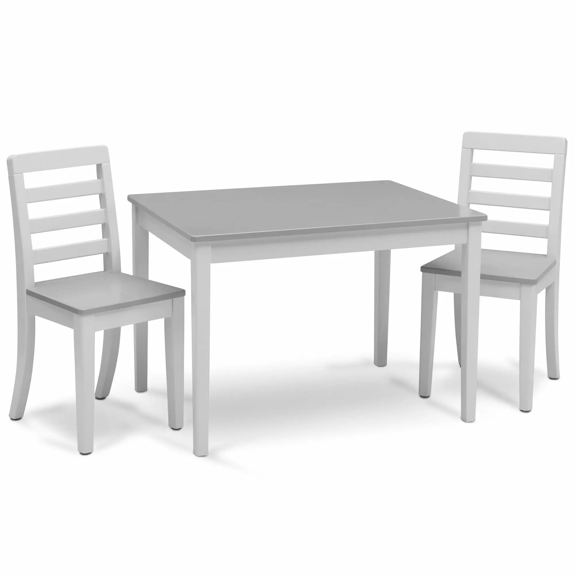 Delta Children Gateway Kids Table and 2 Chairs Set Greenguard Gold Certified Grey White