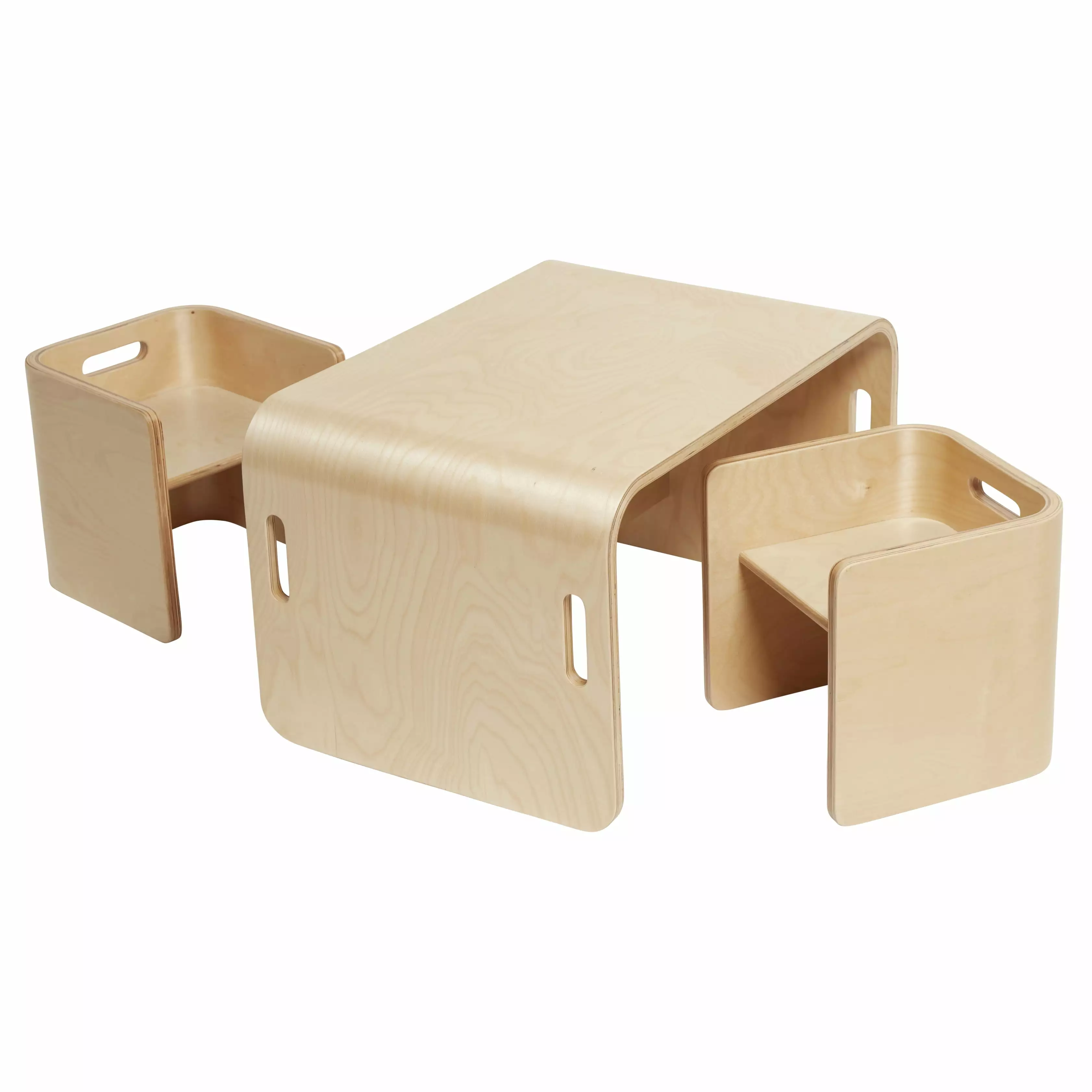ECR4Kids Luxury Bentwood Multipurpose Table and Chair Set Natural 3-Piece