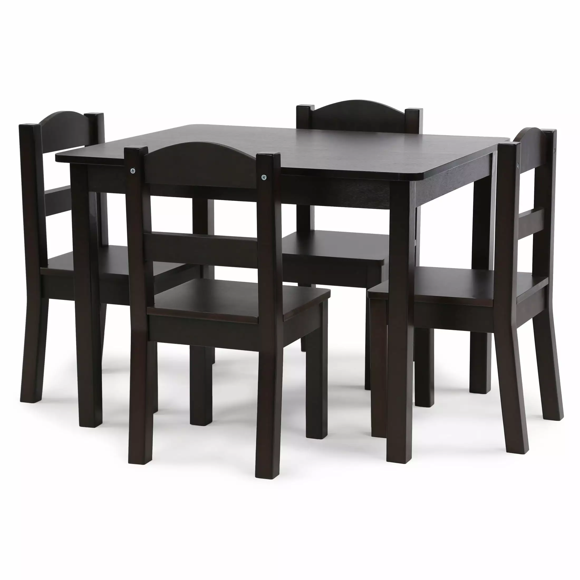 Humble Crew Espresso Toddler Wood Table and 4 Chairs Set Espresso