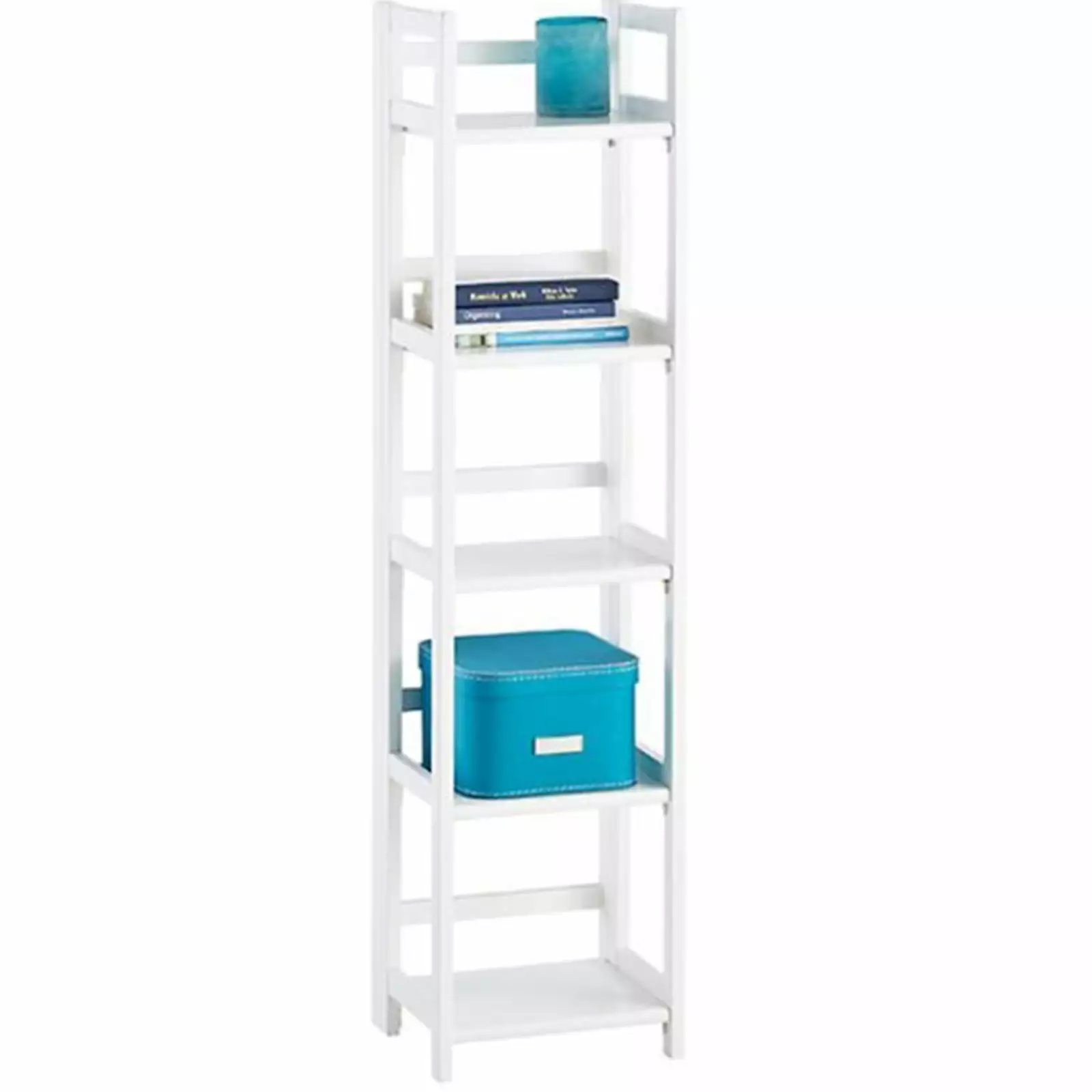 WM Tall Narrow Bookshelf 5 Tier Tall Bookcase Living Room Home Office Study Industrial Style White FHWM-C