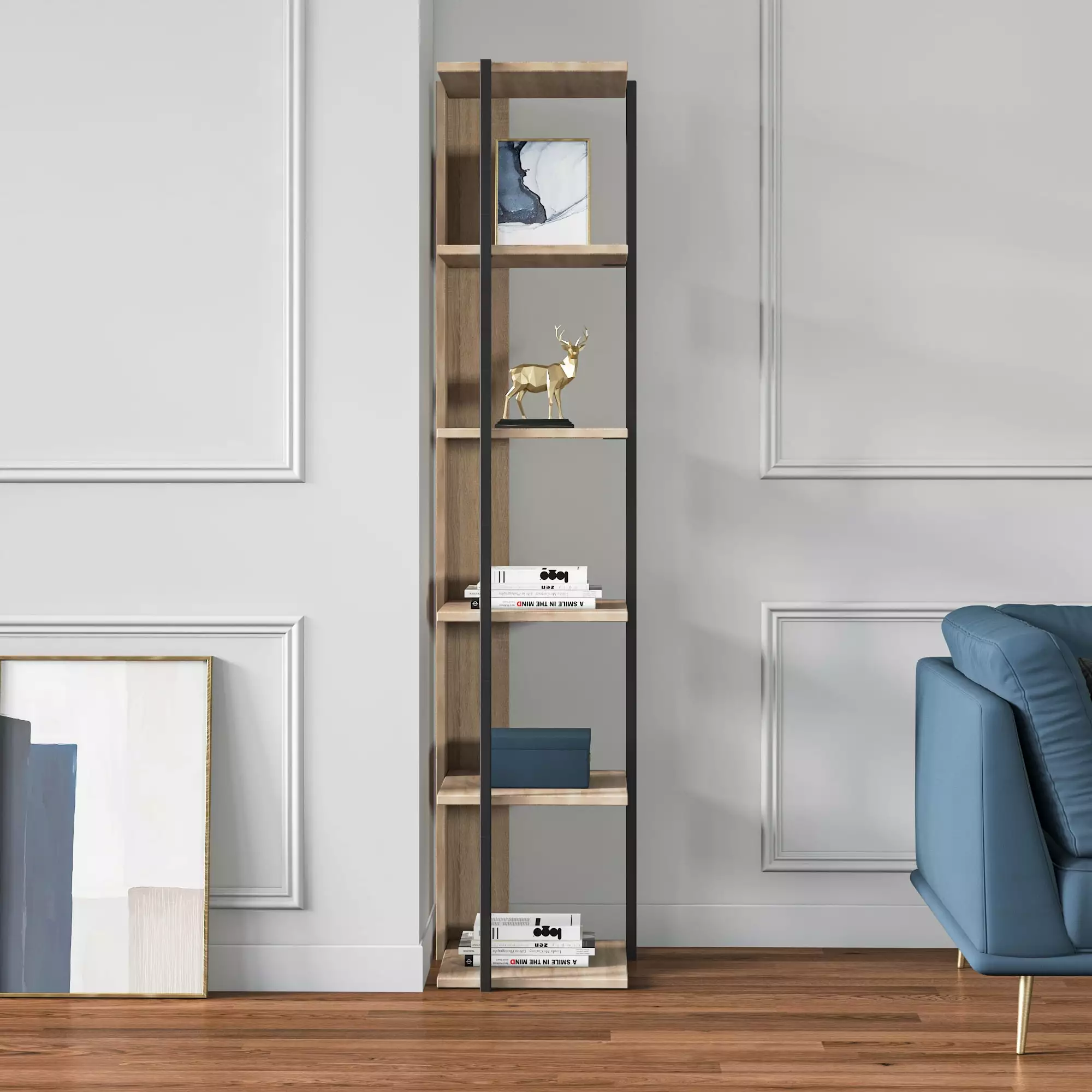 Furba 5 Tier Bookshelf 67 Inch Tall Bookcase Shelf Storage Arranger MinimaDecor