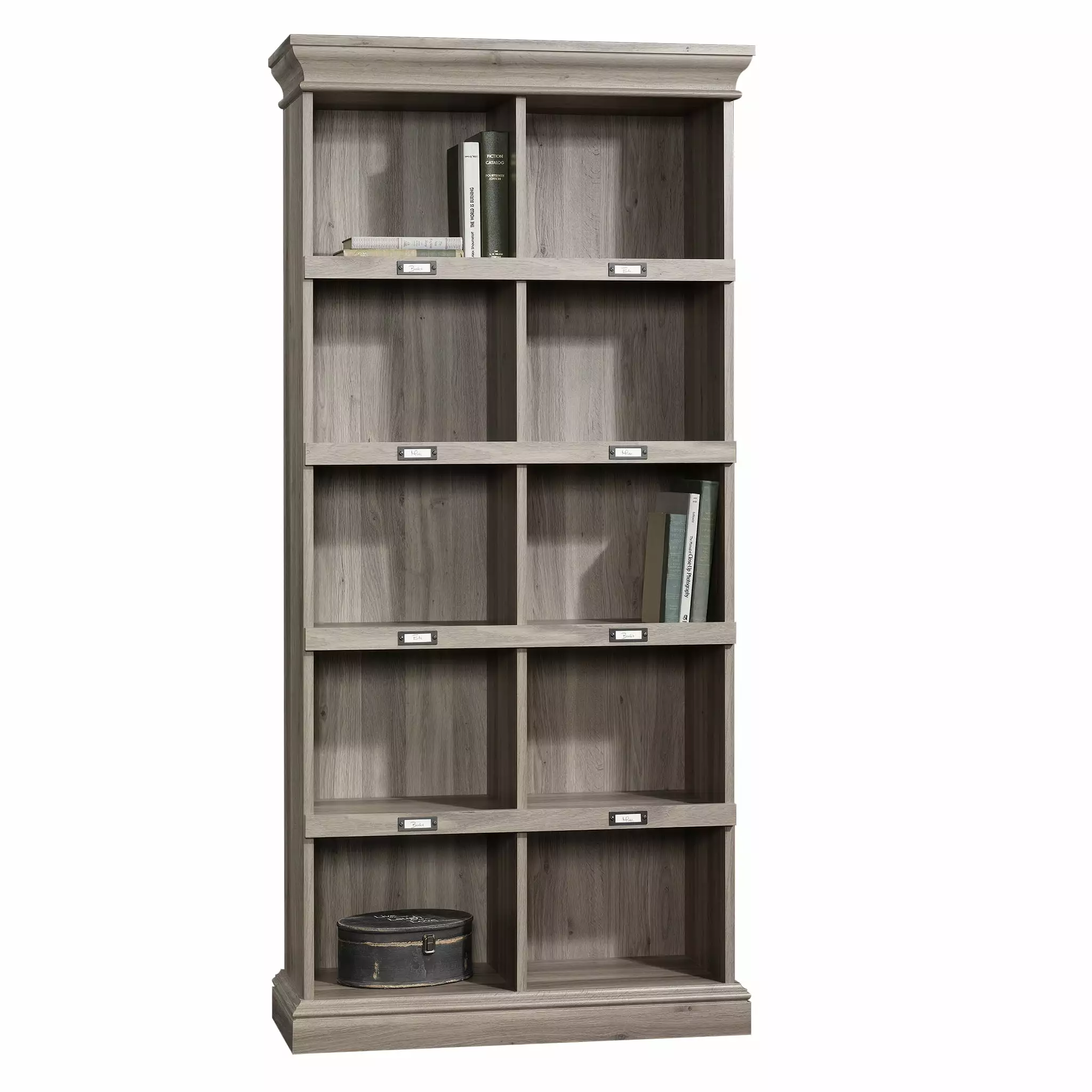 Sauder Barrister Lane Tall Bookcase Salt Oak Finish Living Room or Office
