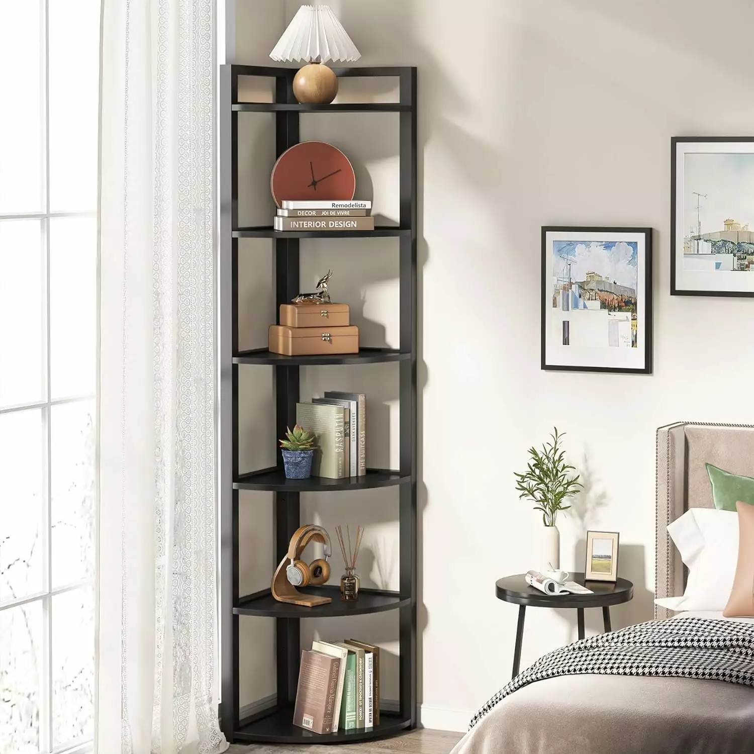 Tribesigns 6 Tier Corner Shelf 70.9 Inch Tall Corner Bookshelf Small Bookcase Rustic Corner Shelving Unit Living Room Home...