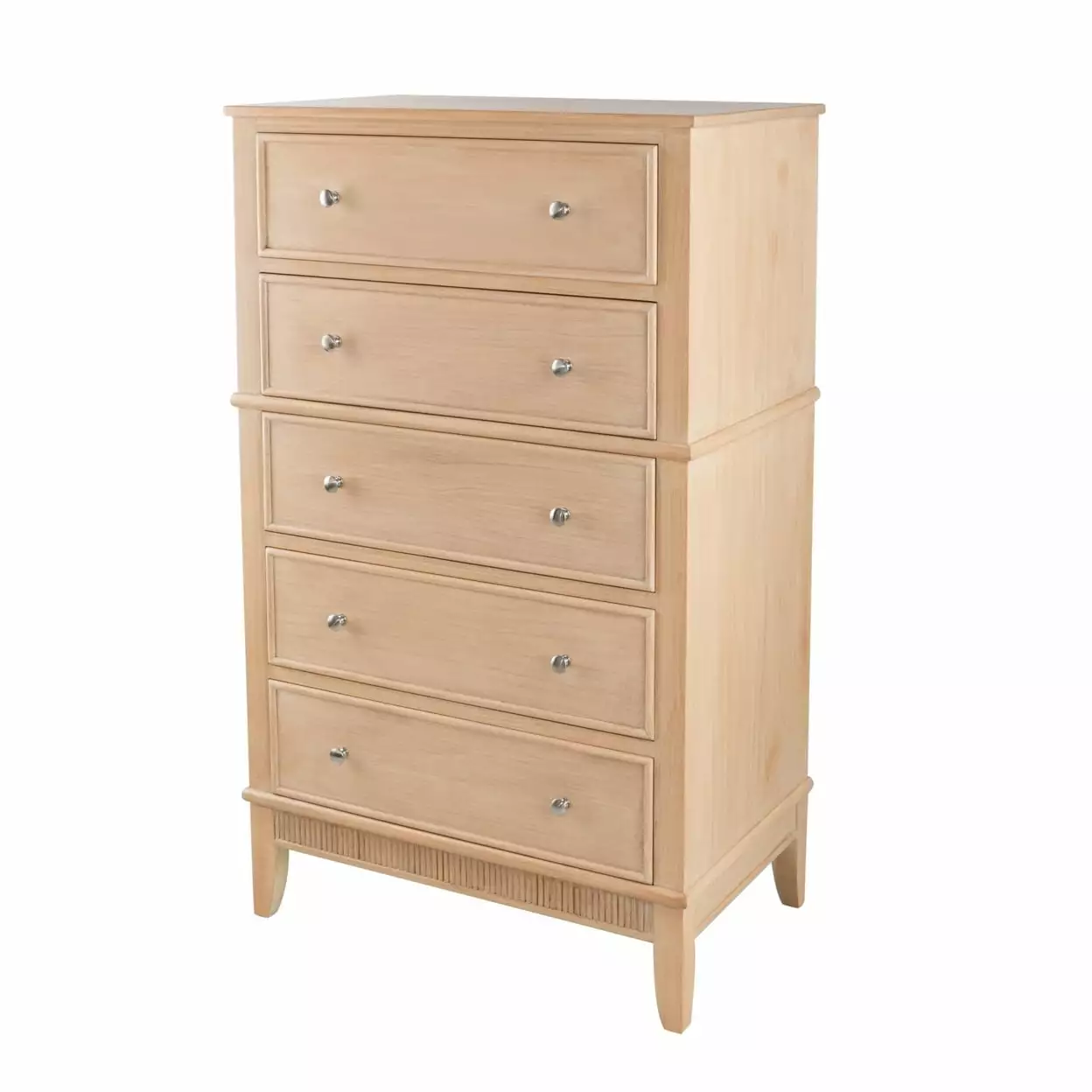 BenJara 46 Inch Tall Dresser Chest Pine Wood 5 Drawers Textured Natural Brown
