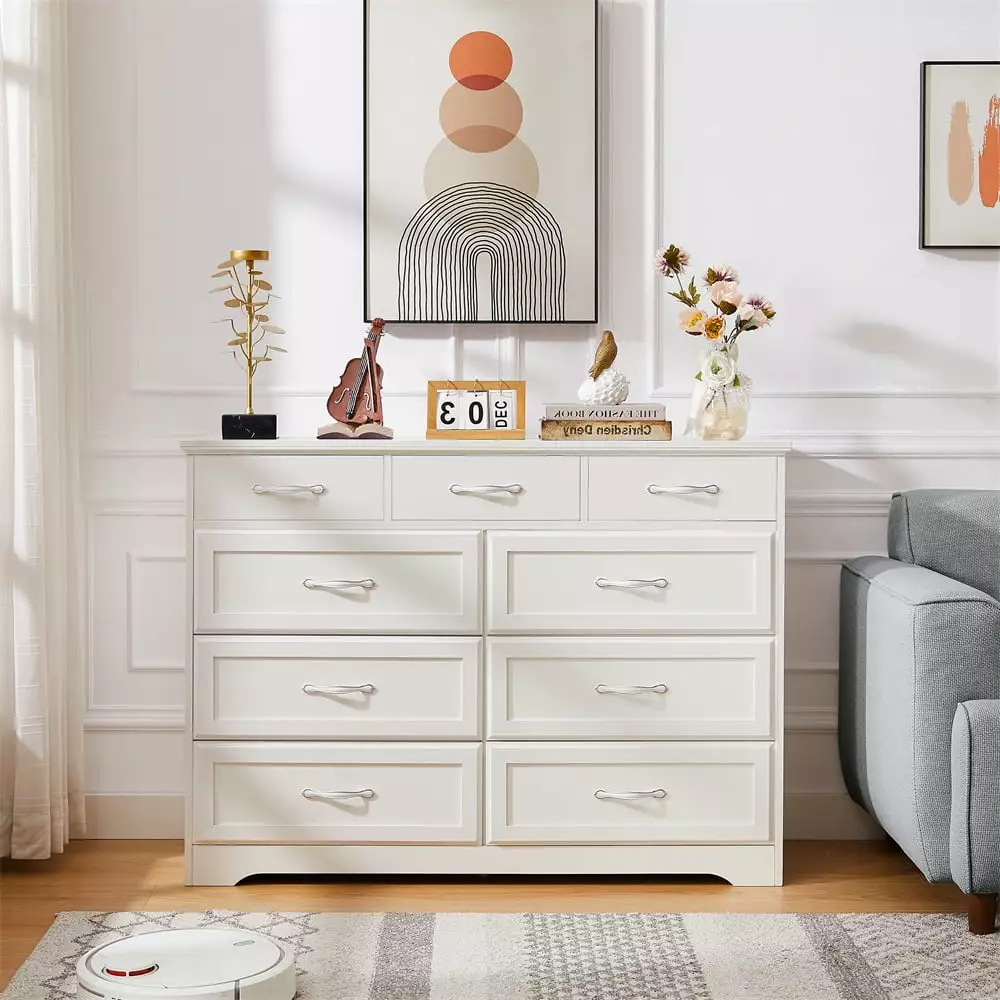 Modern 9 Drawers Dresser Tall Drawer Double Dressers Rustic Wood Chest Drawers HOMIQUEEN