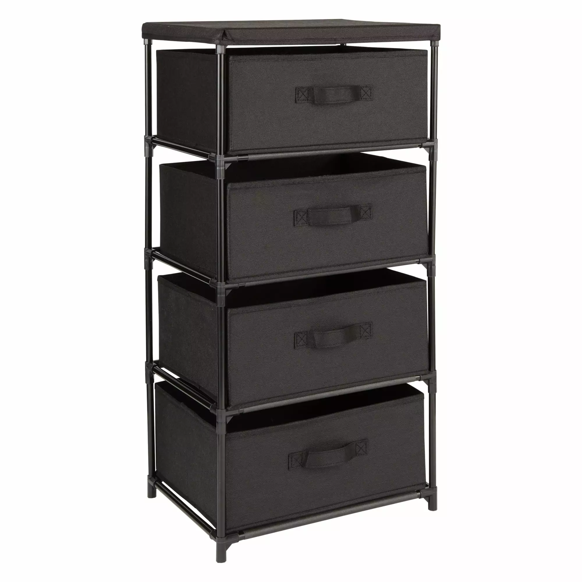 4-Tier Tall Closet Dresser Black Fabric Storage Drawers Bedroom Juvale