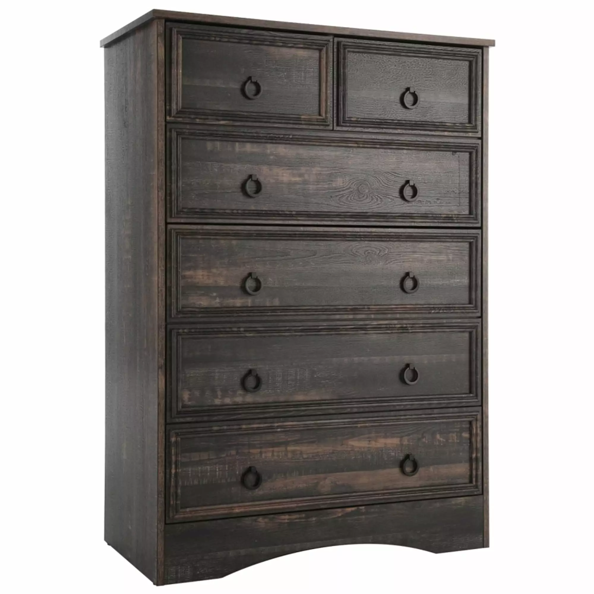 LGHM Modern 6 Drawer Dresser Tall Chest Drawers Bedroom Dark Rustic Oak