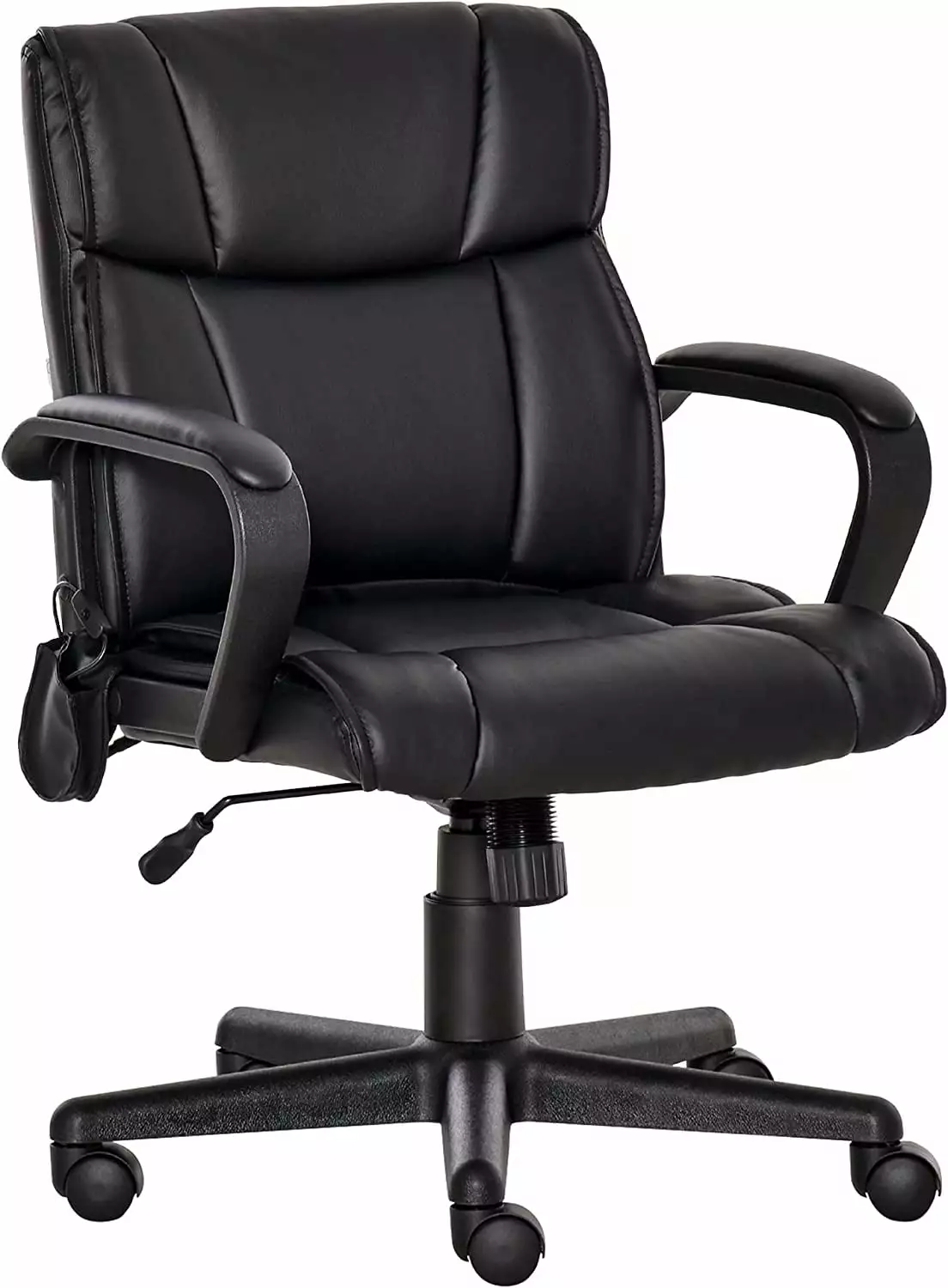 Black Mid Back Home Office Chair 2-Point Lumbar Massage and USB Power LHY