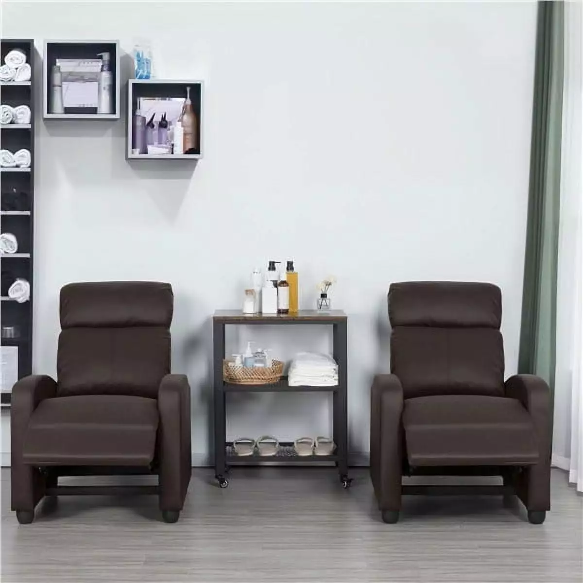 Yaheetech PU Leather Recliner Sofa Set Home Theater Living Room Bedroom Brown 2pcs
