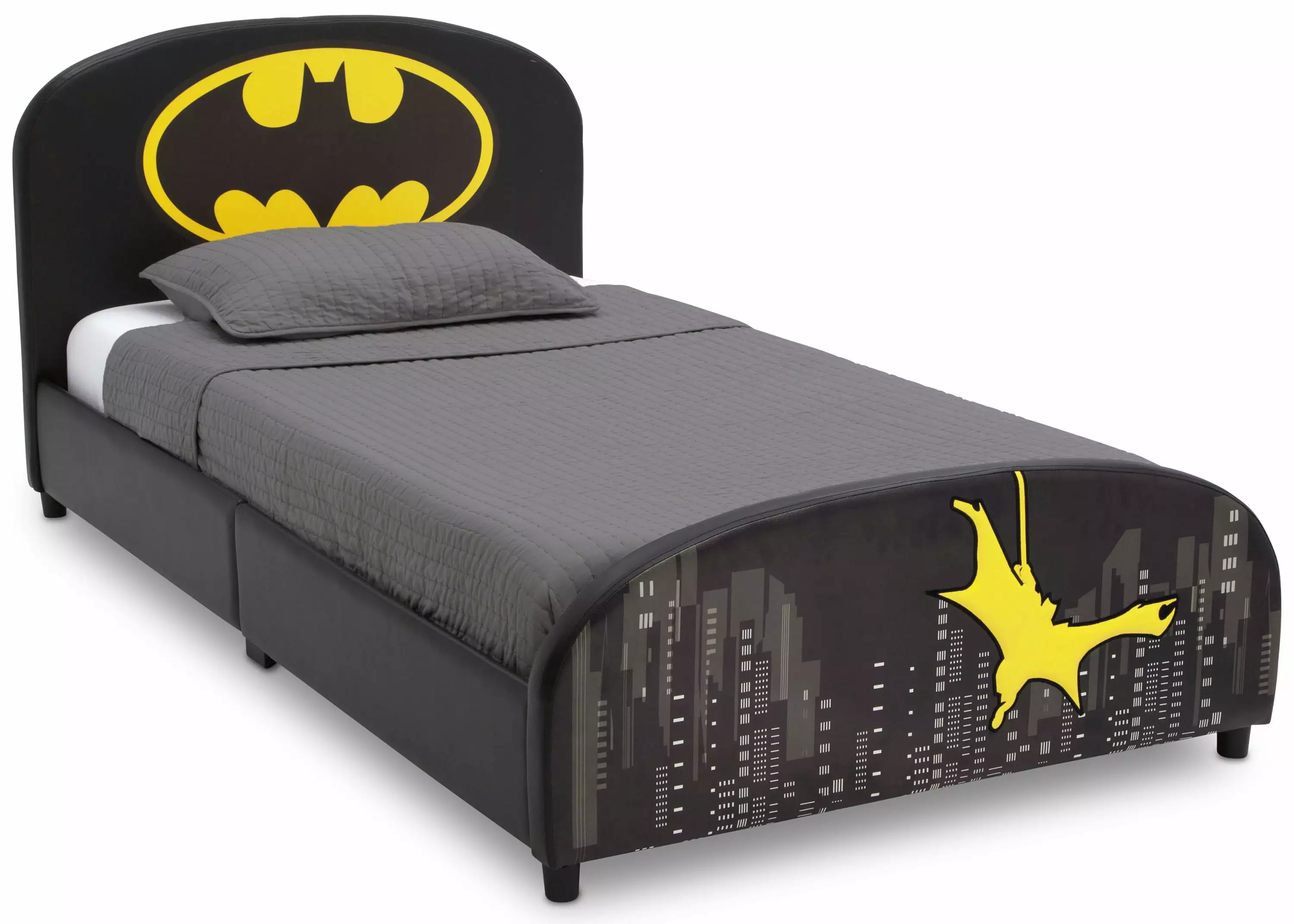 Delta Children DC Comics Batman Upholstered Twin Bed Black Kids