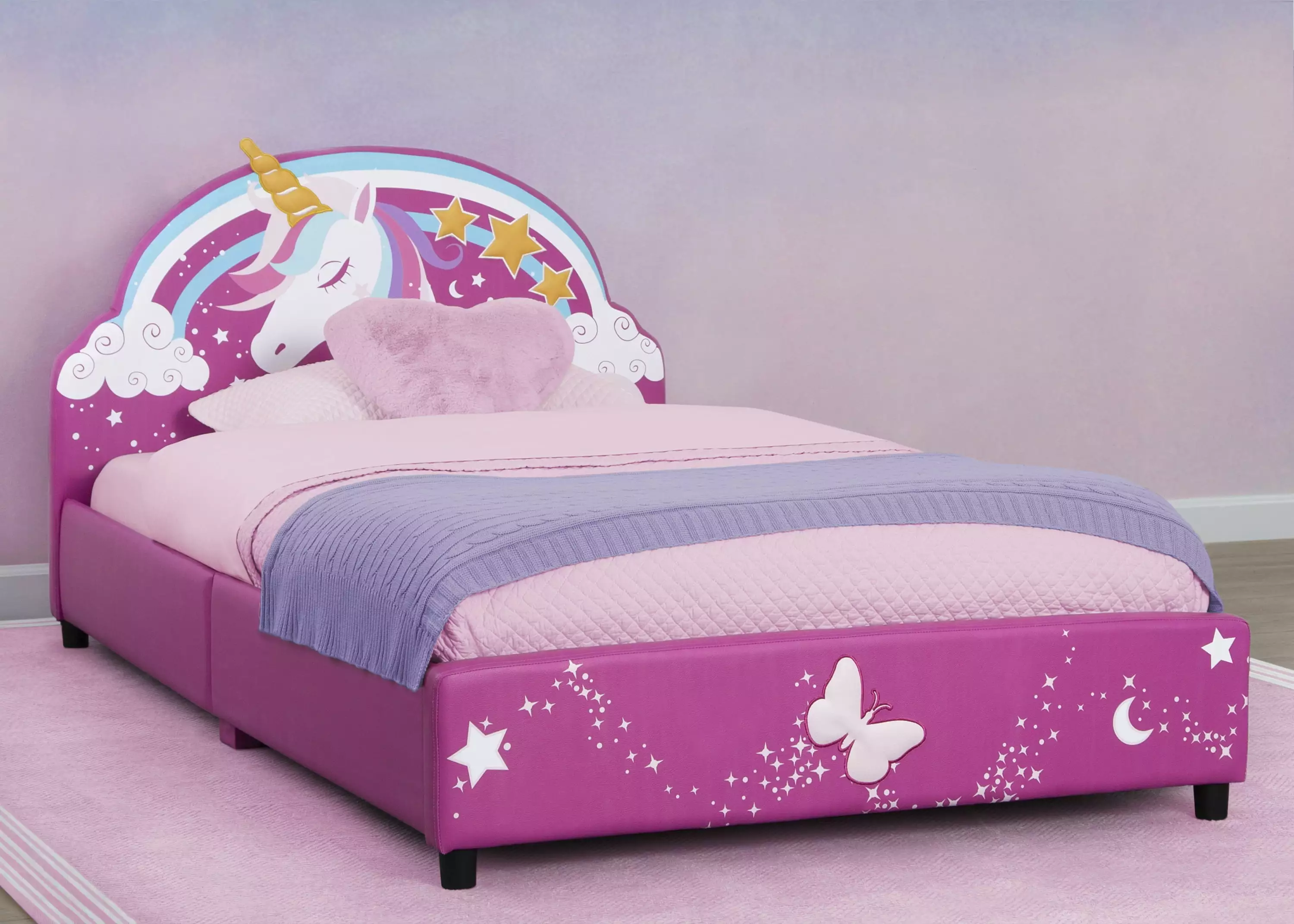 Delta Children Unicorn Upholstered Twin Bed Pink Kids