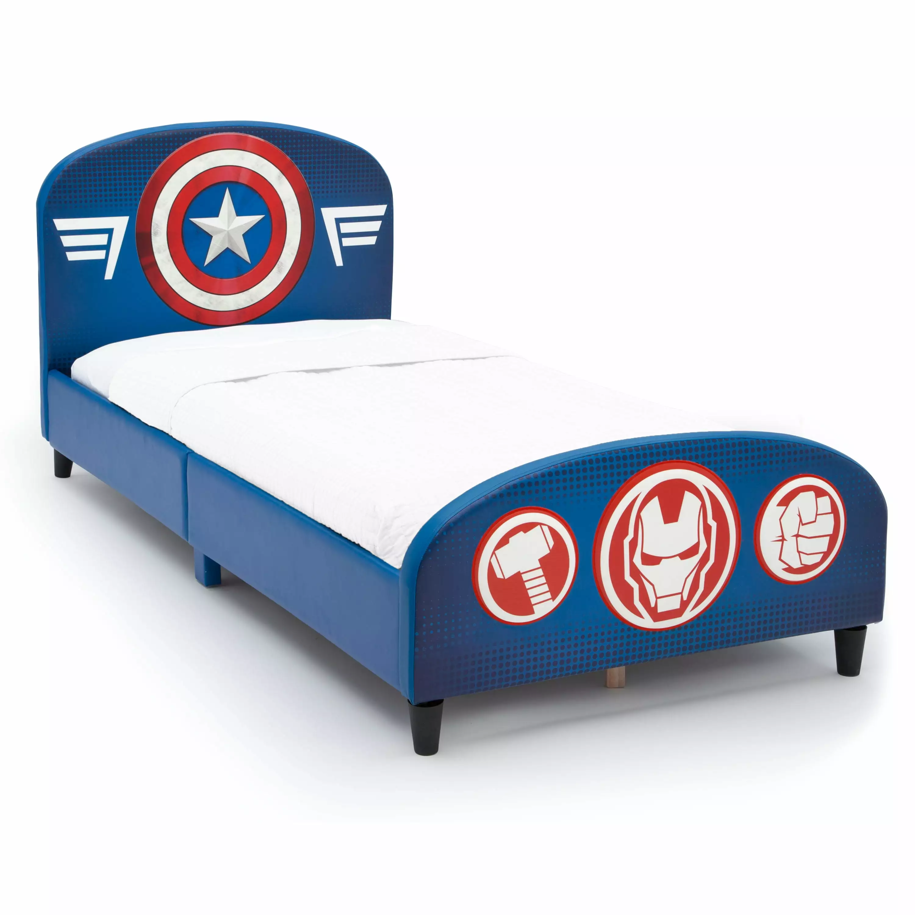 Delta Children Marvel Avengers Upholstered Twin Bed Thor Iron Man Hulk Captain America