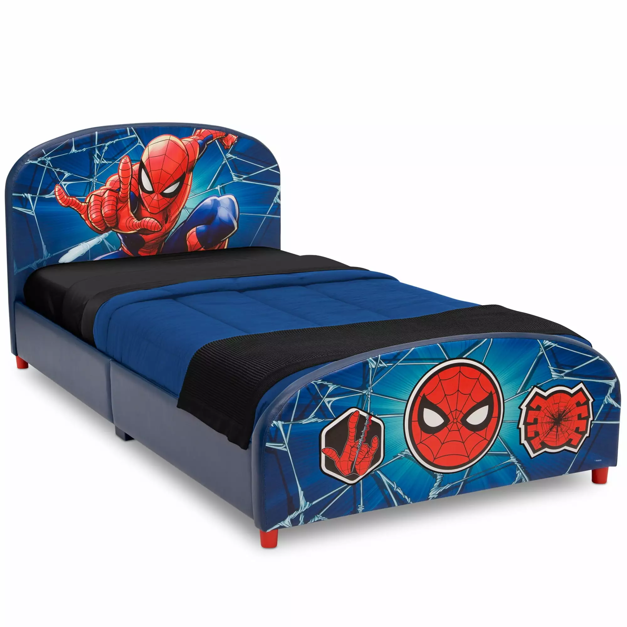 Delta Children Marvel Spider-Man Upholstered Bed Twin Size Kids Themed Bed