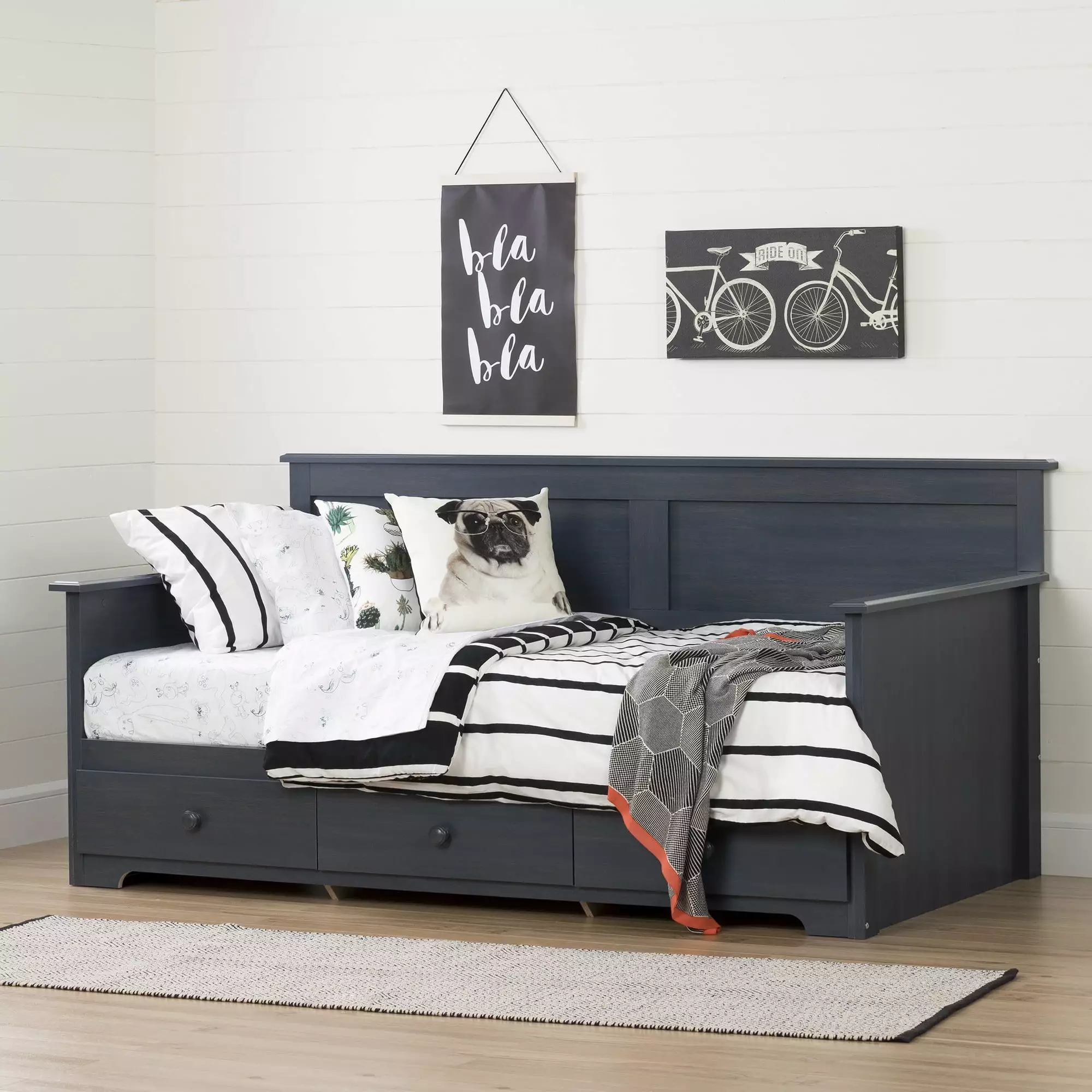 South Shore Summer Breeze Twin Coastal Bed Blue