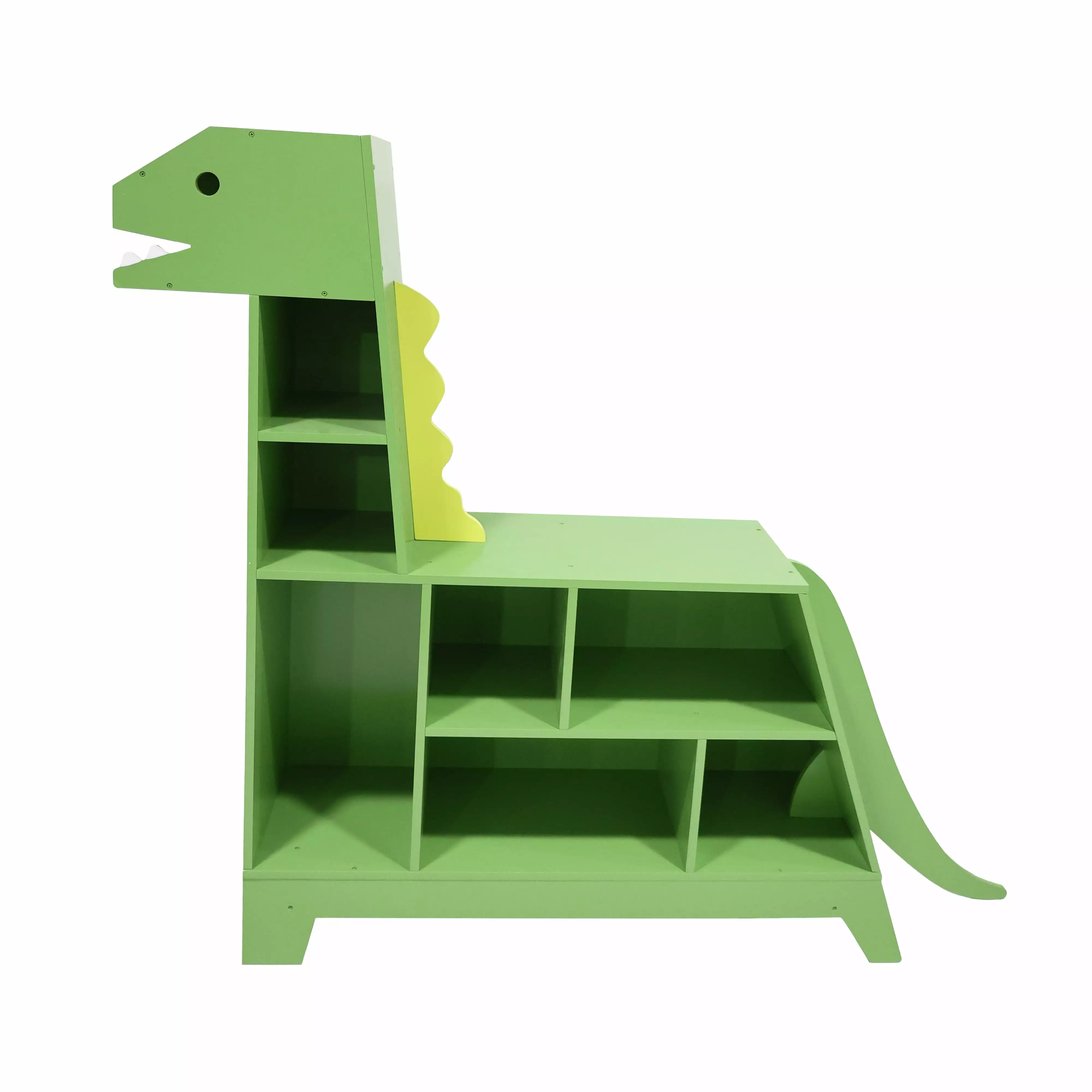 Teamson Kids Dinosaur Shaped Kids Bookcase Toy Arranger Green Fun Children's Bookshelf