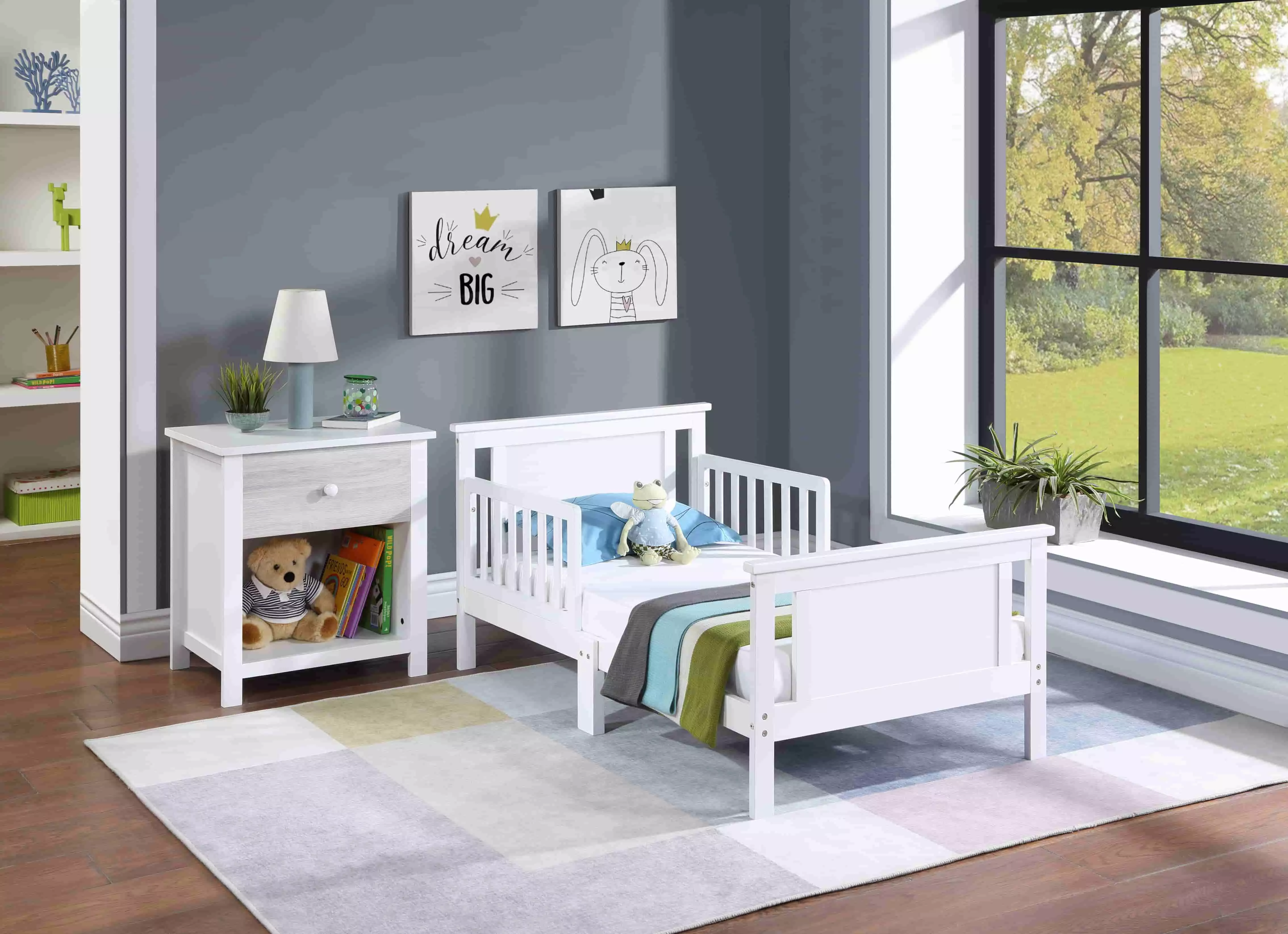 Toddler Bed Reversible Panel Headboard and Footboard Wooden Bed Frame Protectty Guardrail White ARCTICSCORPION
