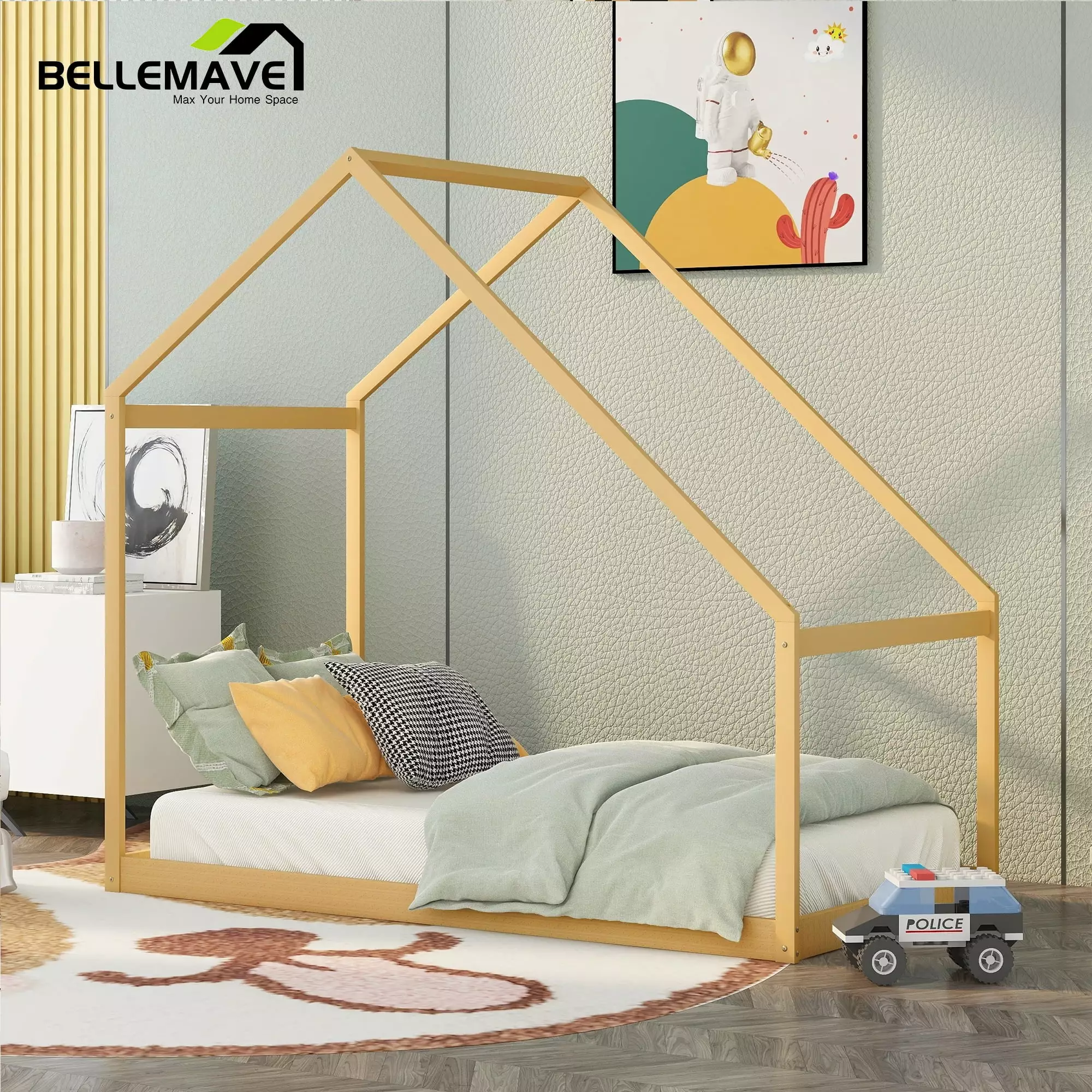 Toddler Houtilize Bed Twin Size Montessori Floor Bed Kids No Box Spring Needed Natural Bellemave