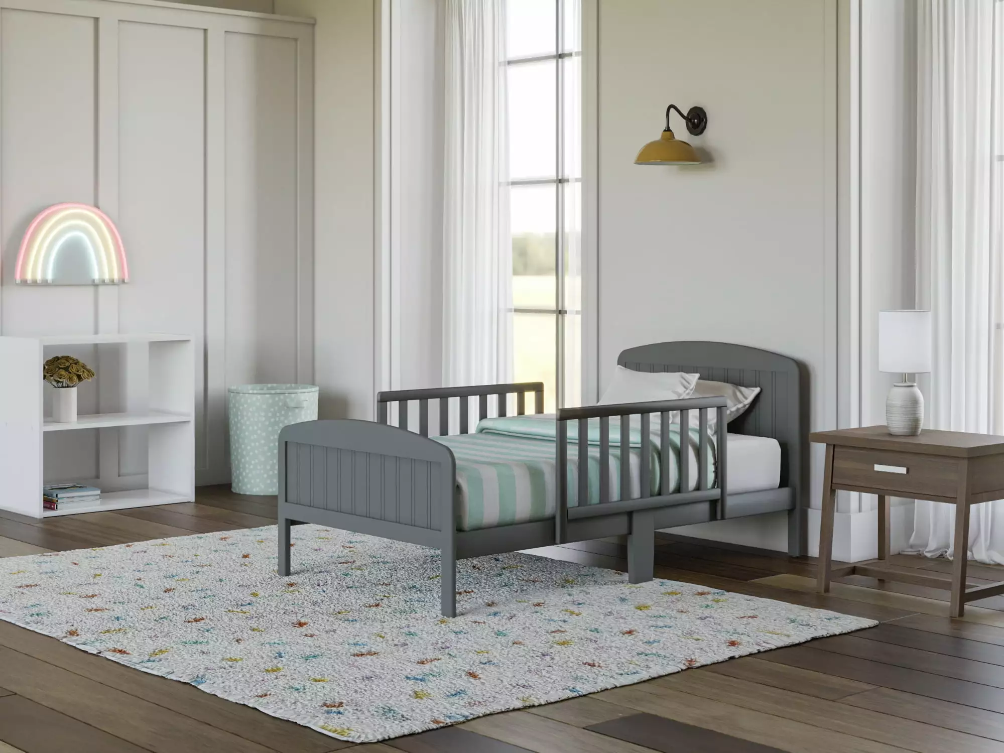 BK Furniture Harrisburg XL Wooden Toddler Bed Side Rails Earl Gray Finish