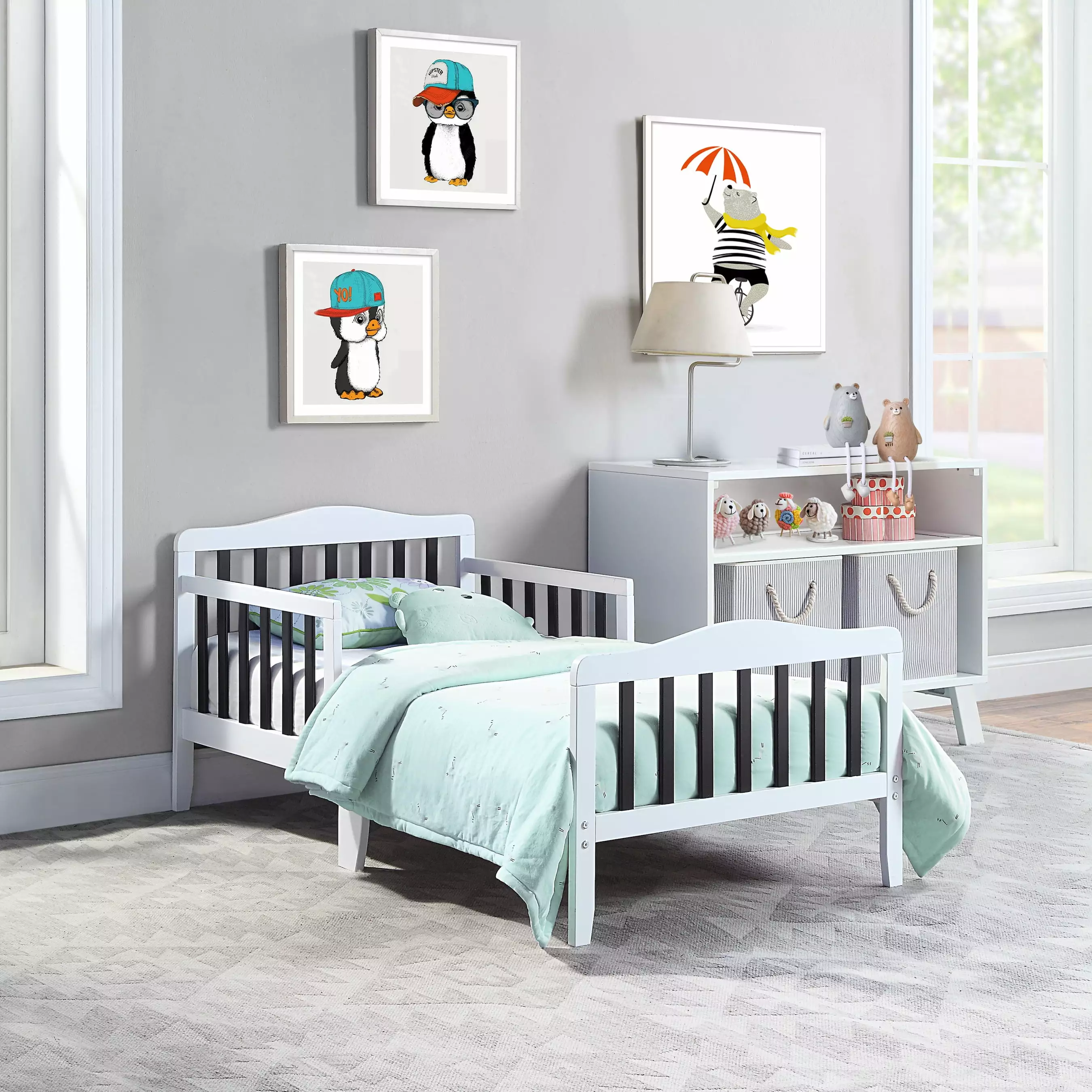 Olive & Opie Twain Toddler Bed White Black Finish