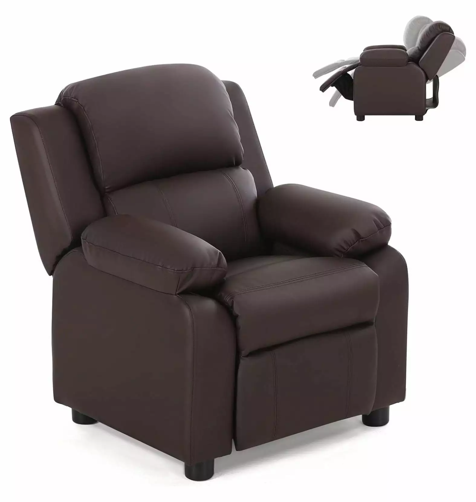 Drevy Kids Recliner Toddler Furniture Front Footrest and Storage Arms