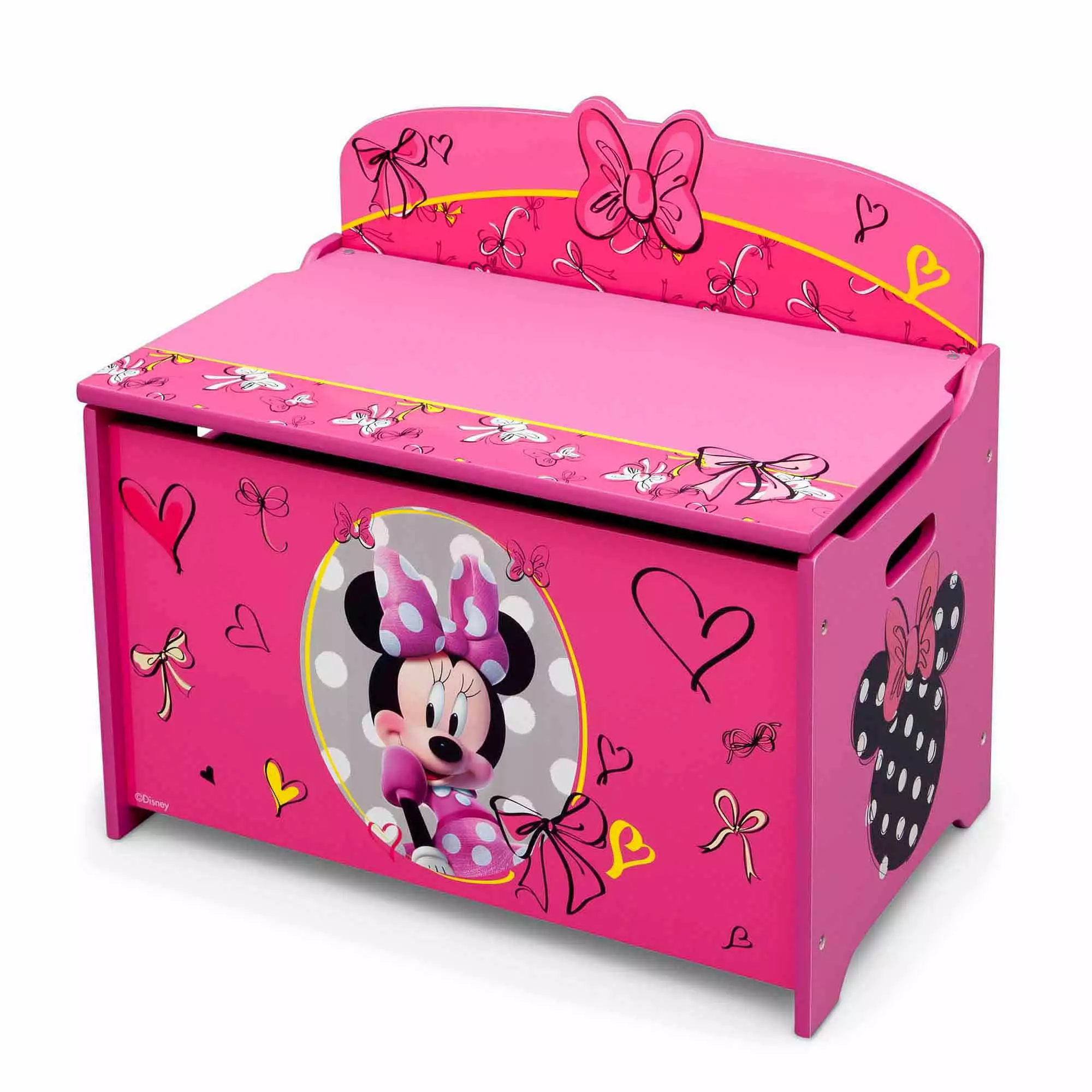Disney Minnie Moutilize Deluxe Wood Toy Box Delta Children Greenguard Gold Certified