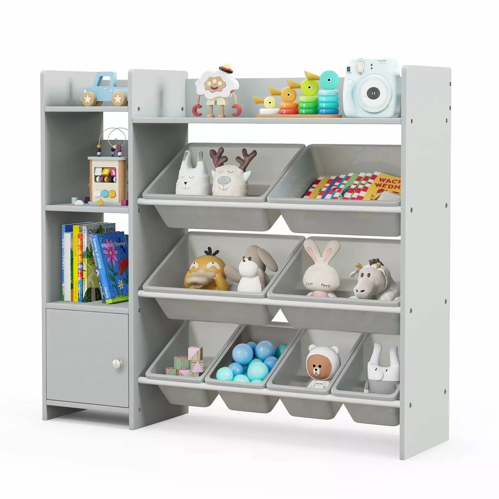 Infans 4-Tier Kids Toy Storage Organizer 8 Toy Bins - Door Bookshelf Childrens Room