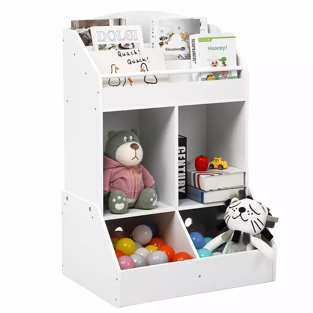 GymChoice Toy Storage Arranger Kids Bookshelf and Toy Storage Wood Book Shelf Arranger Playroom Bedroom Reading Nook