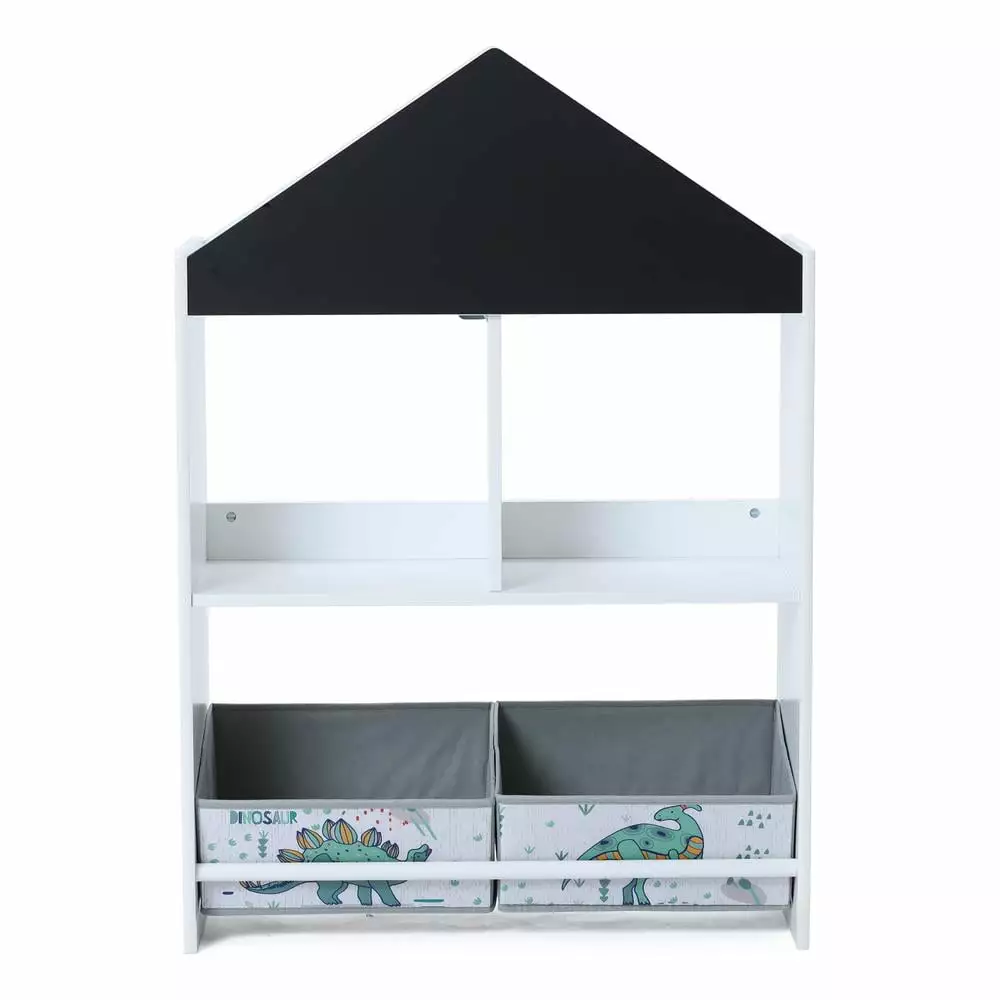 Luxen Home 2-Shelf Traditional Engineered Wood Bookcase White Green Stylish Storage Shelf LuxenHome