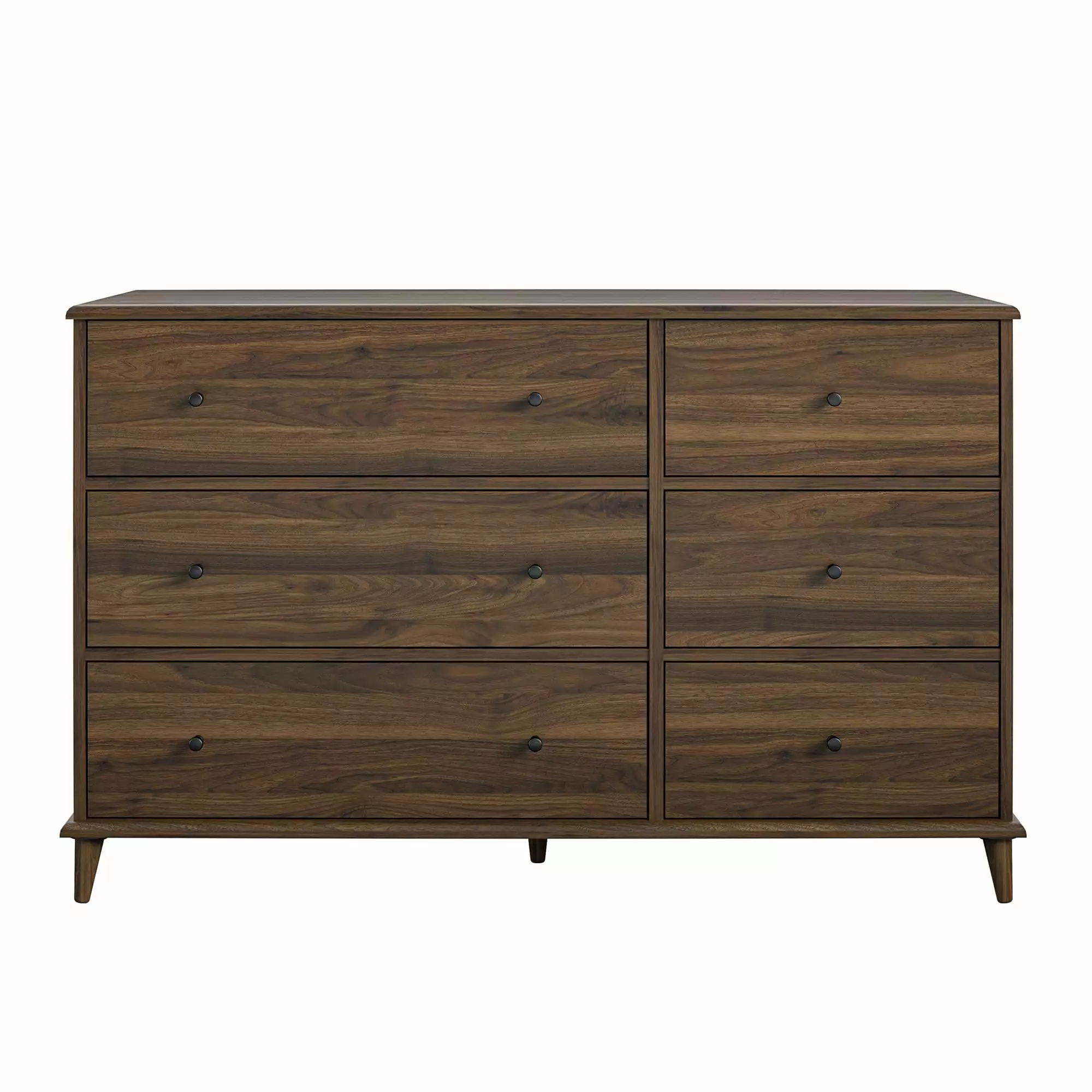 Ameriwood Home Farnsworth 6-Drawer Dresser Walnut Finish Bedroom Storage