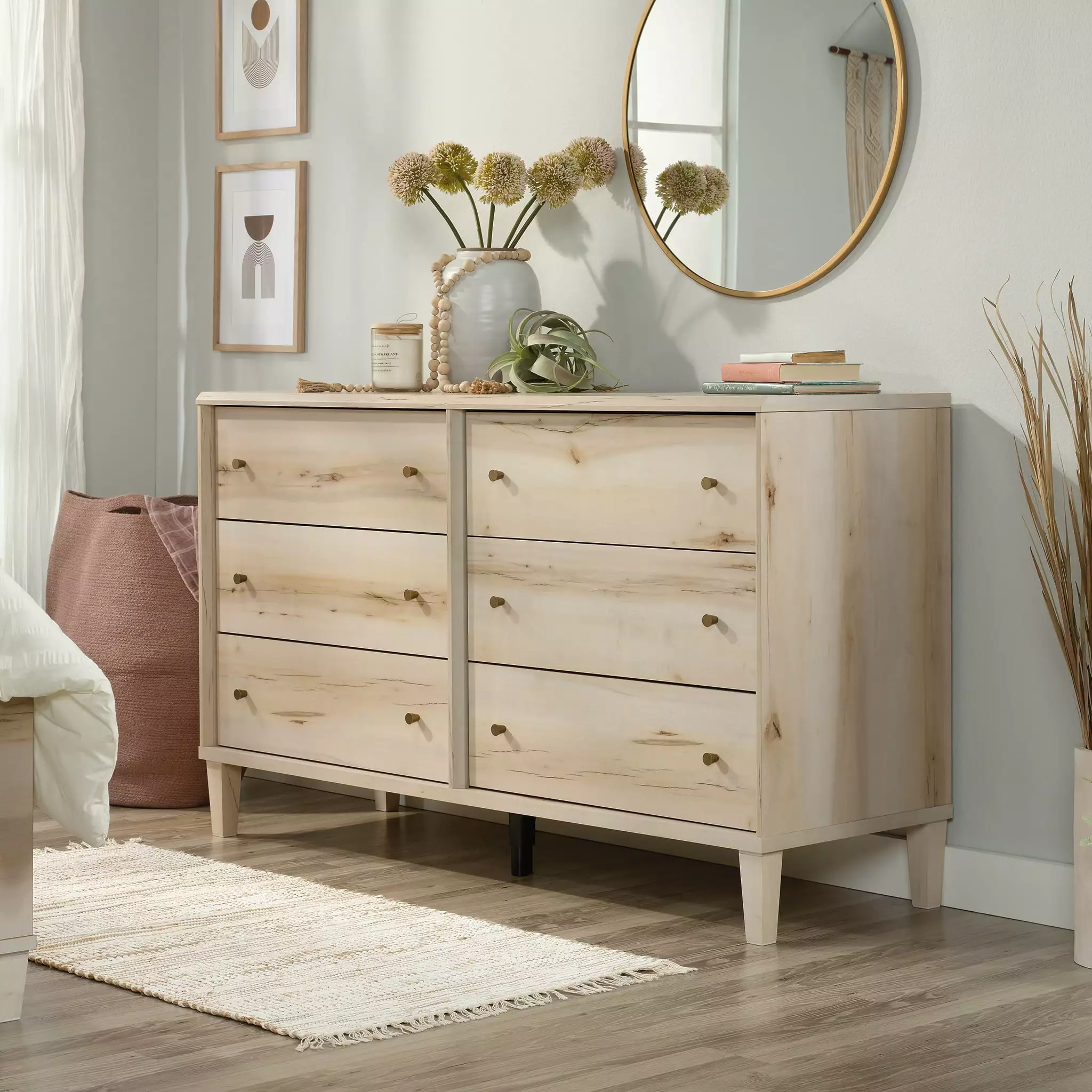 Sauder Willow Place 6-Drawer Dresser Pacific Maple Finish Bedroom Furniture